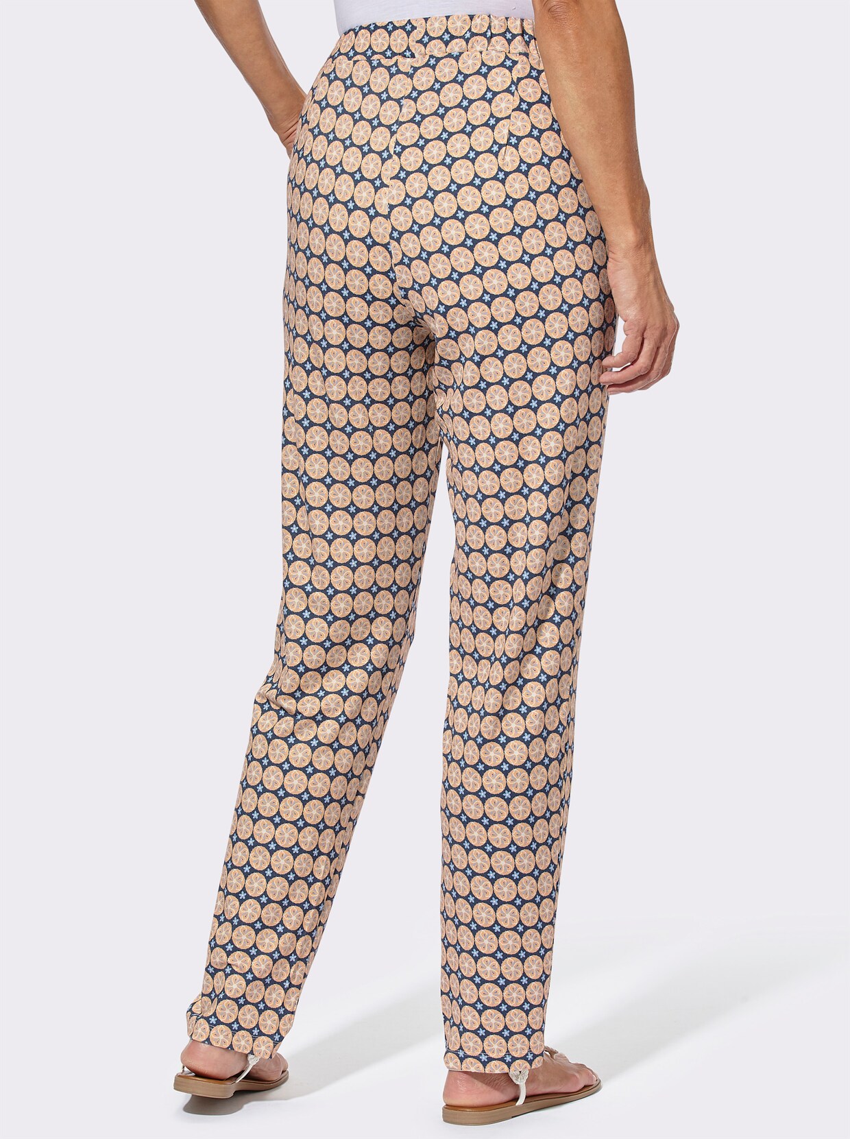 Jerseyhose - apricot-weiß-bedruckt