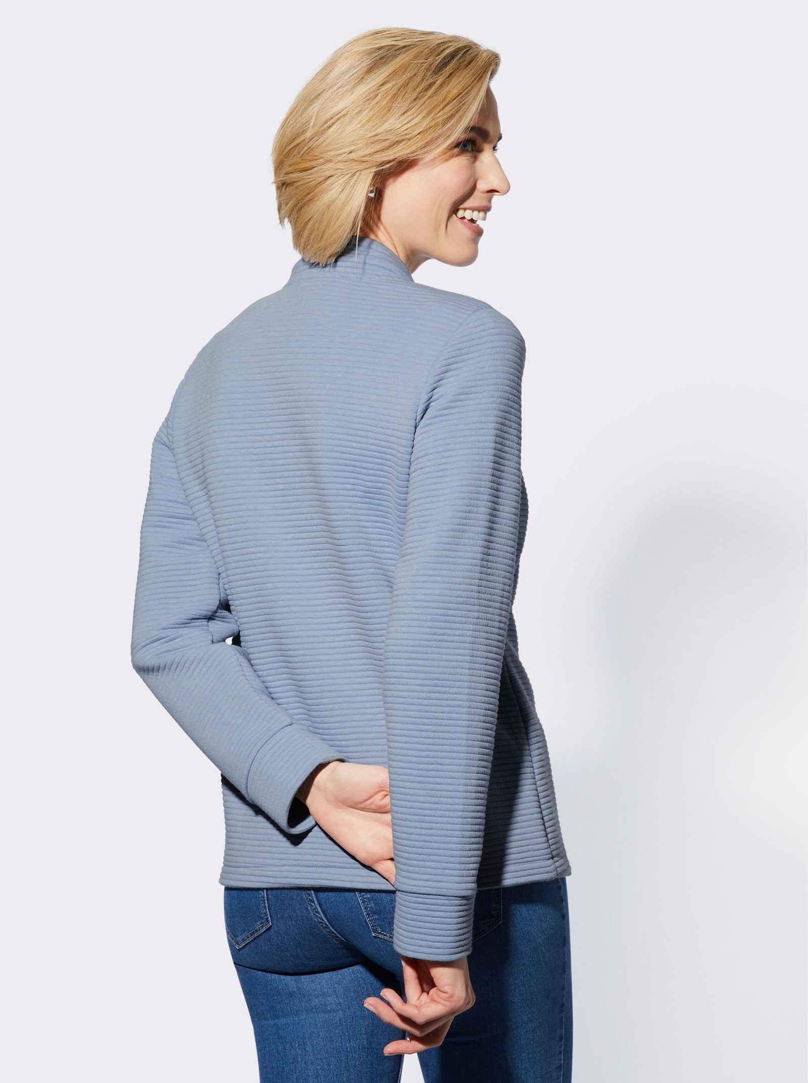 Shirtjasje in riblook - bleu gemêleerd