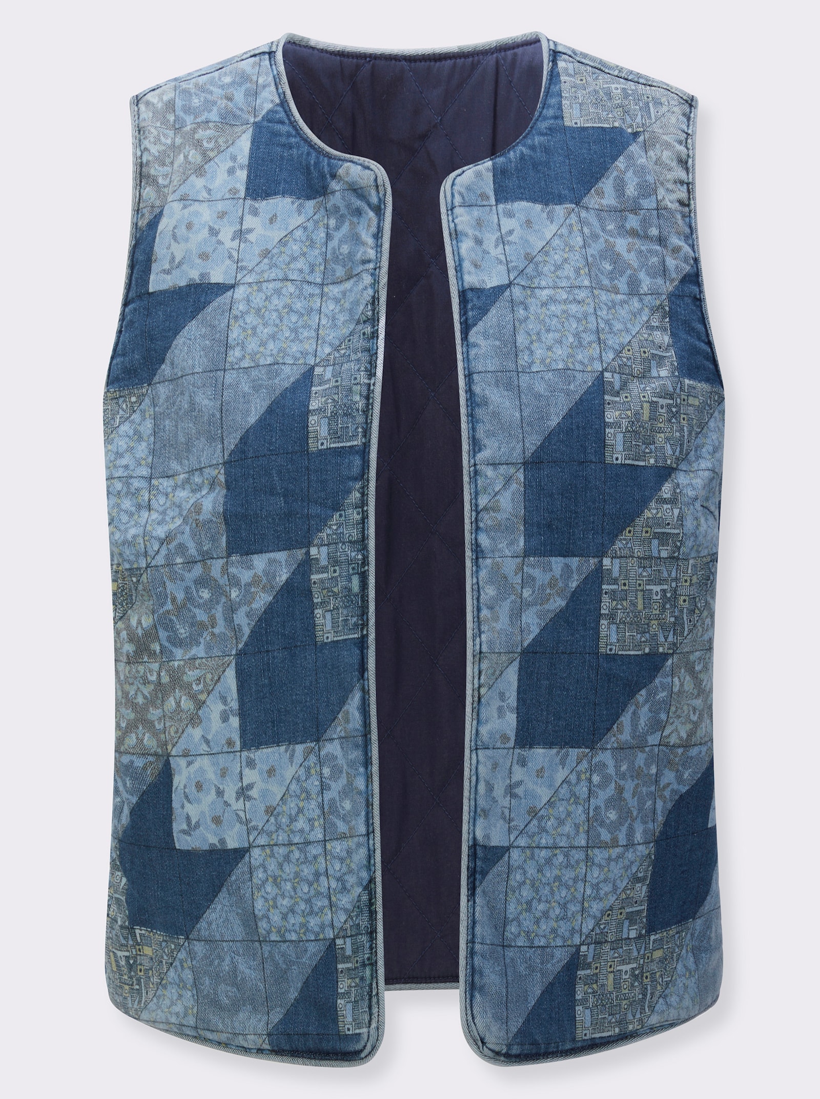  Wendeweste in Patch-Optik - jeansblau-gemustert