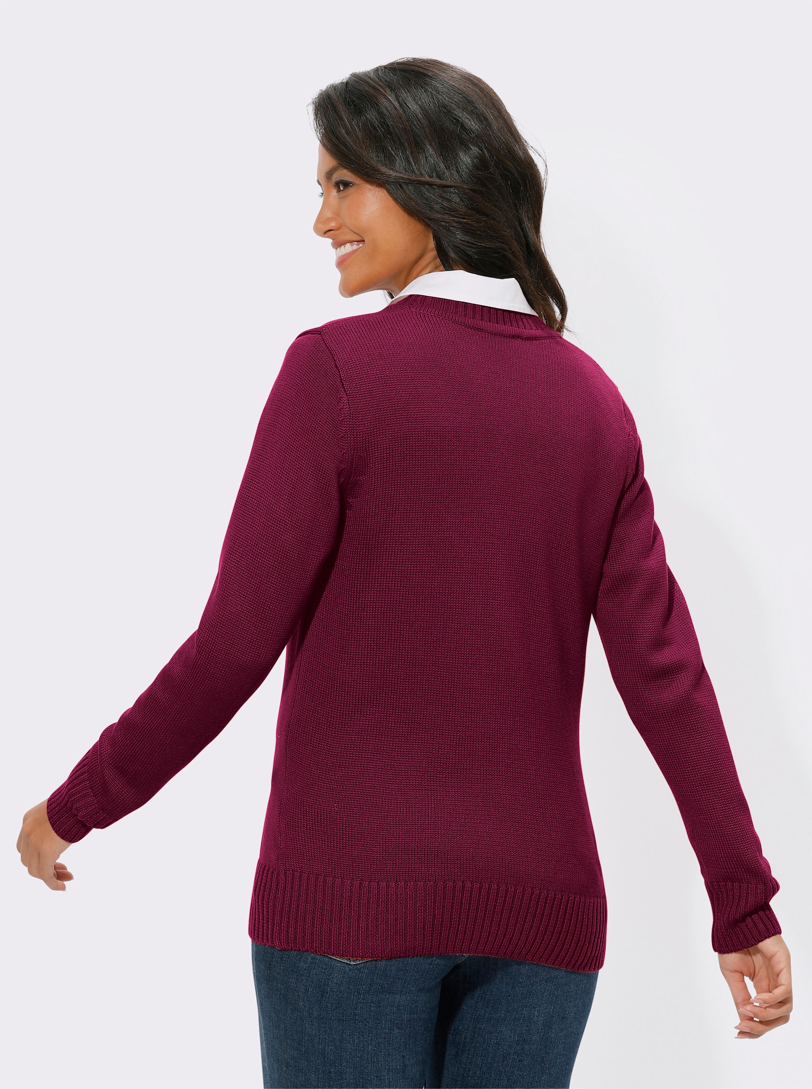 Veste en tricot avec boutons assortis - fuchsia