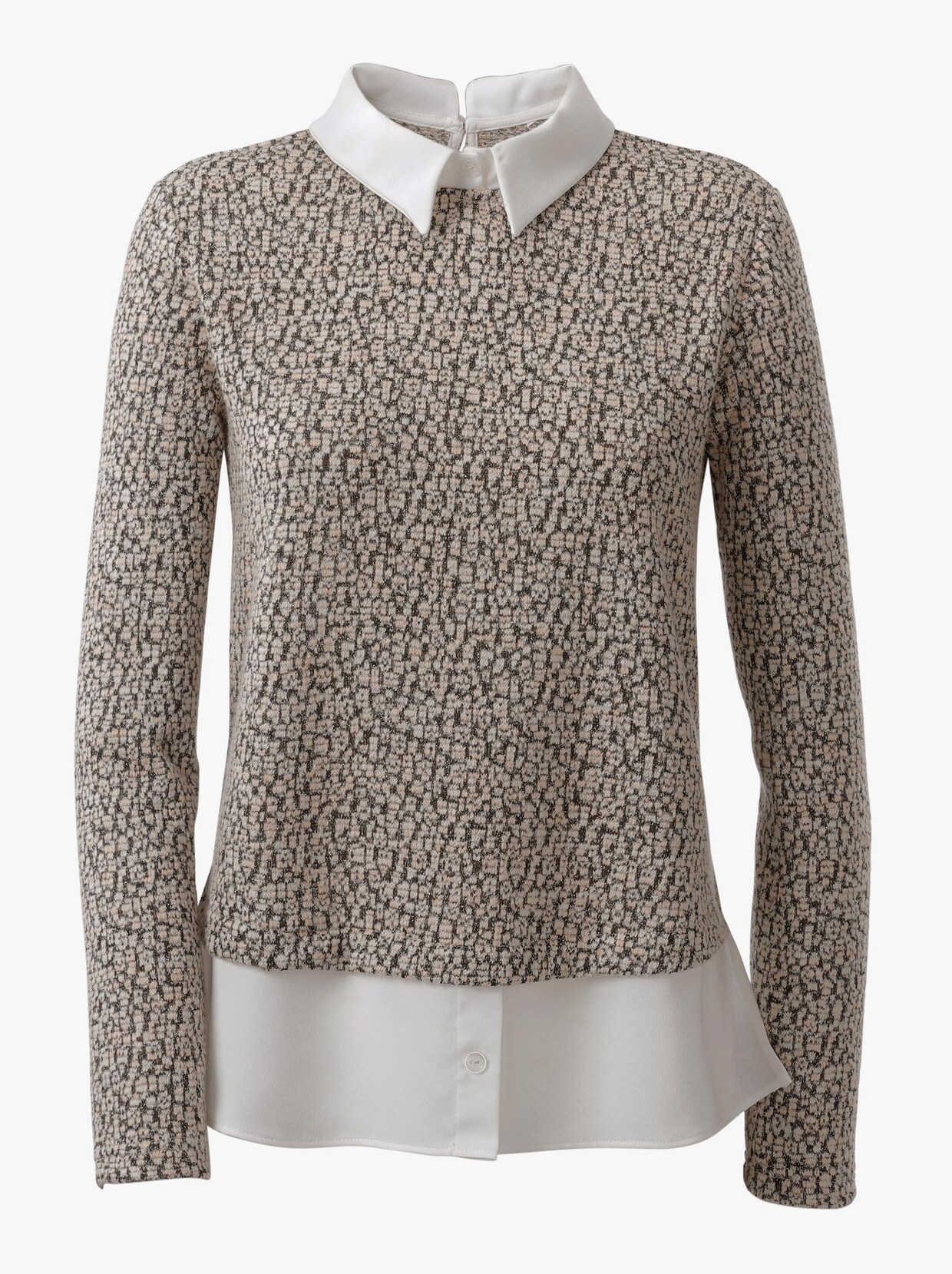 2-in-1-Shirt - apricot-ecru-gemustert