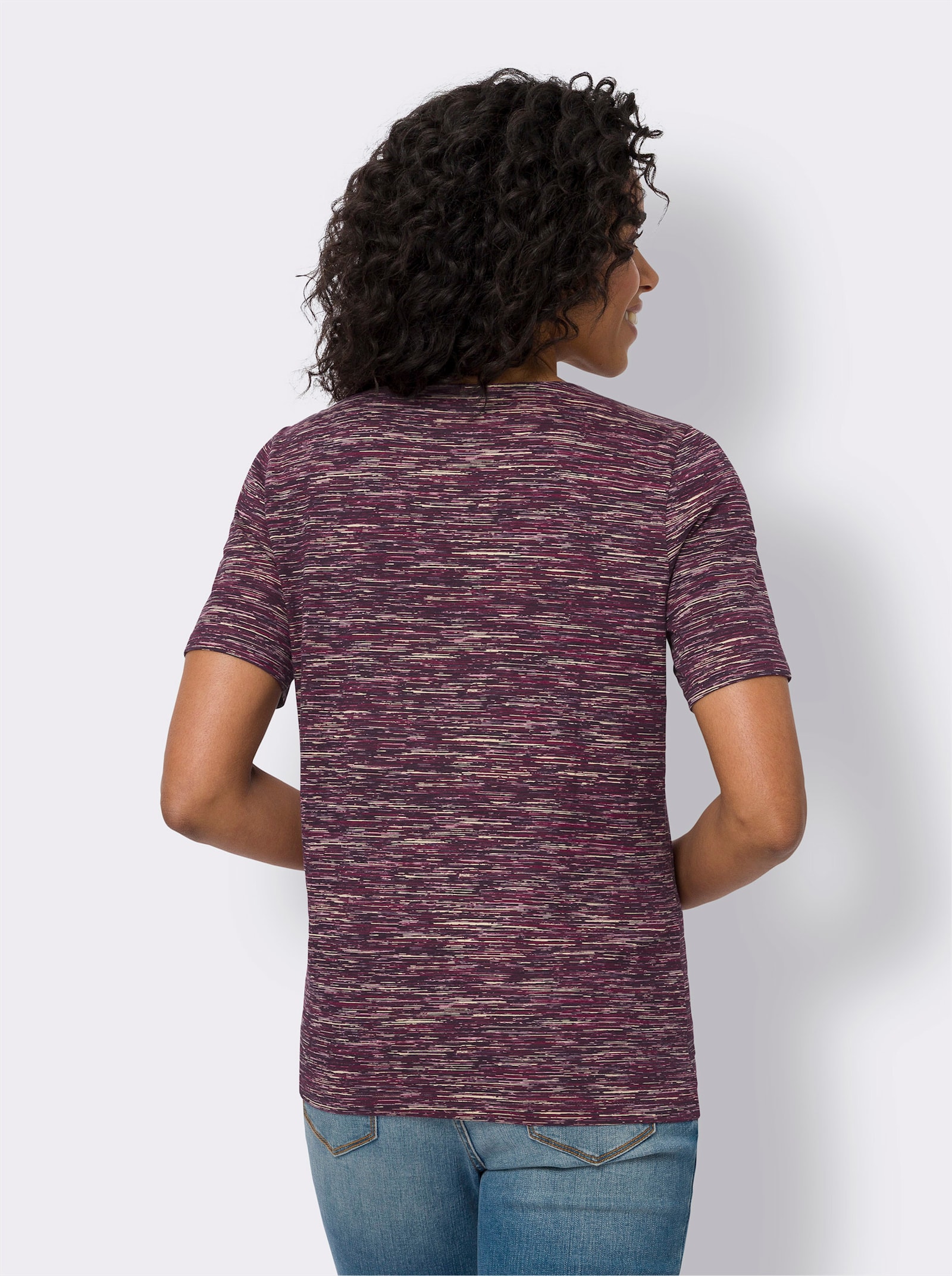 Shirt met ronde hals van puur katoen - malve/druif bedrukt