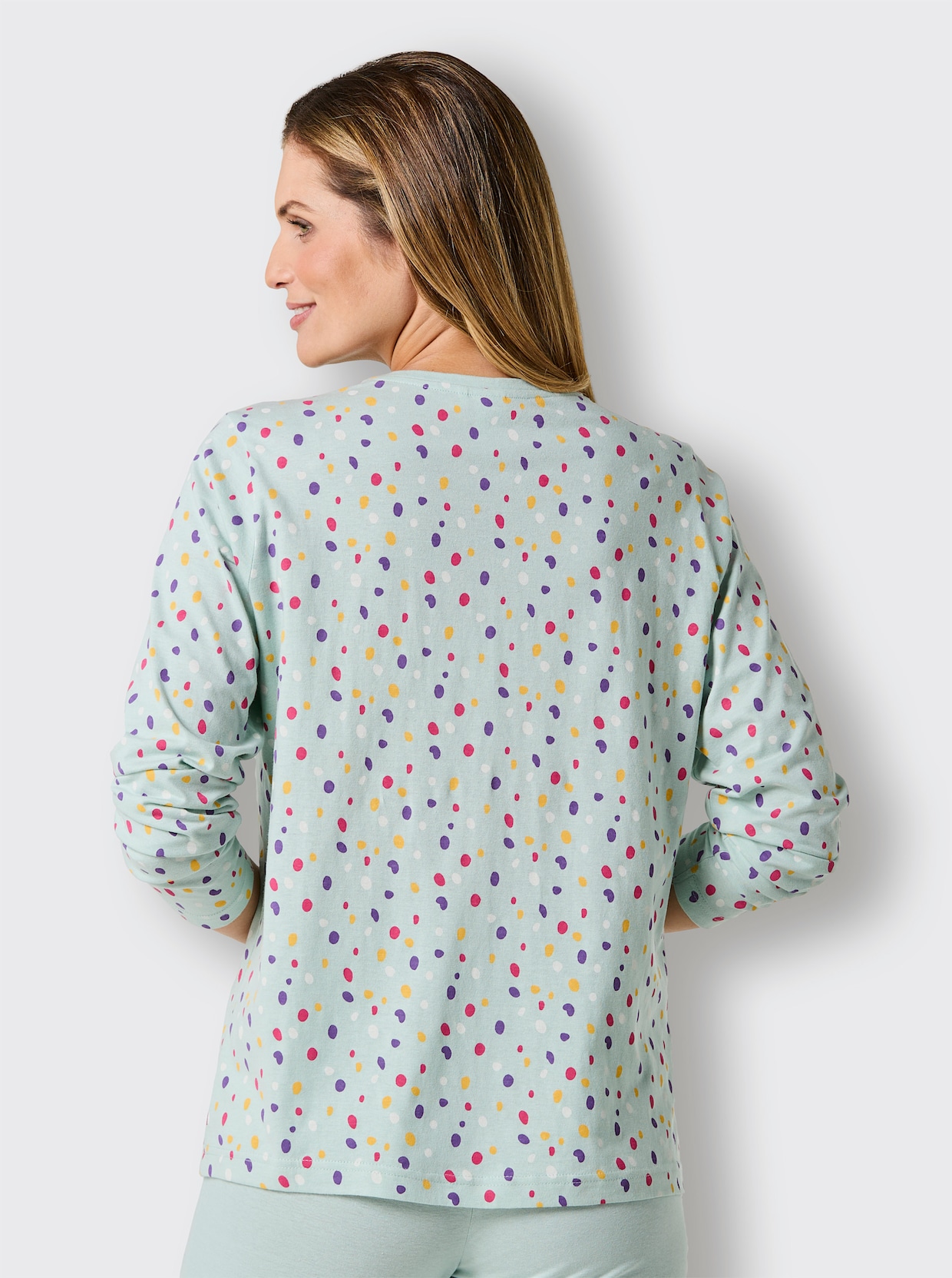 wäschepur Pyjama-Shirt - kalkmint bedrukt