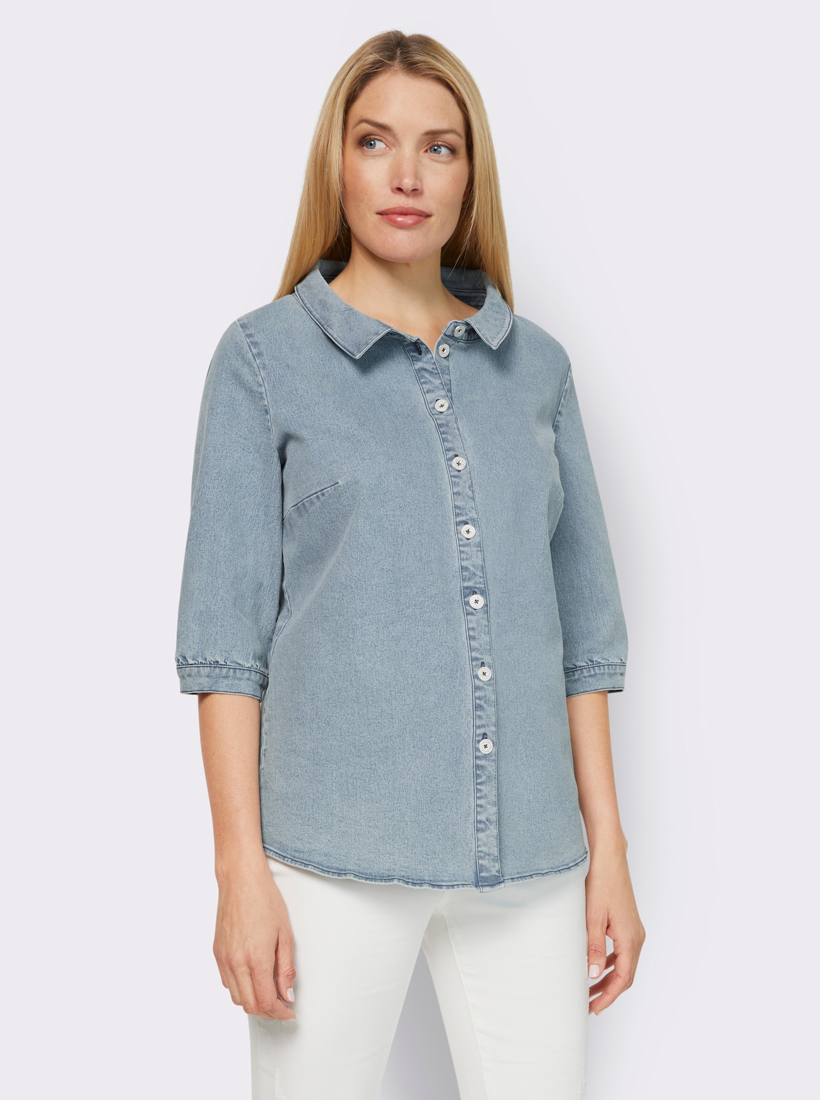 heine Jeansbluse in leichter Used-Waschung - blue-bleached