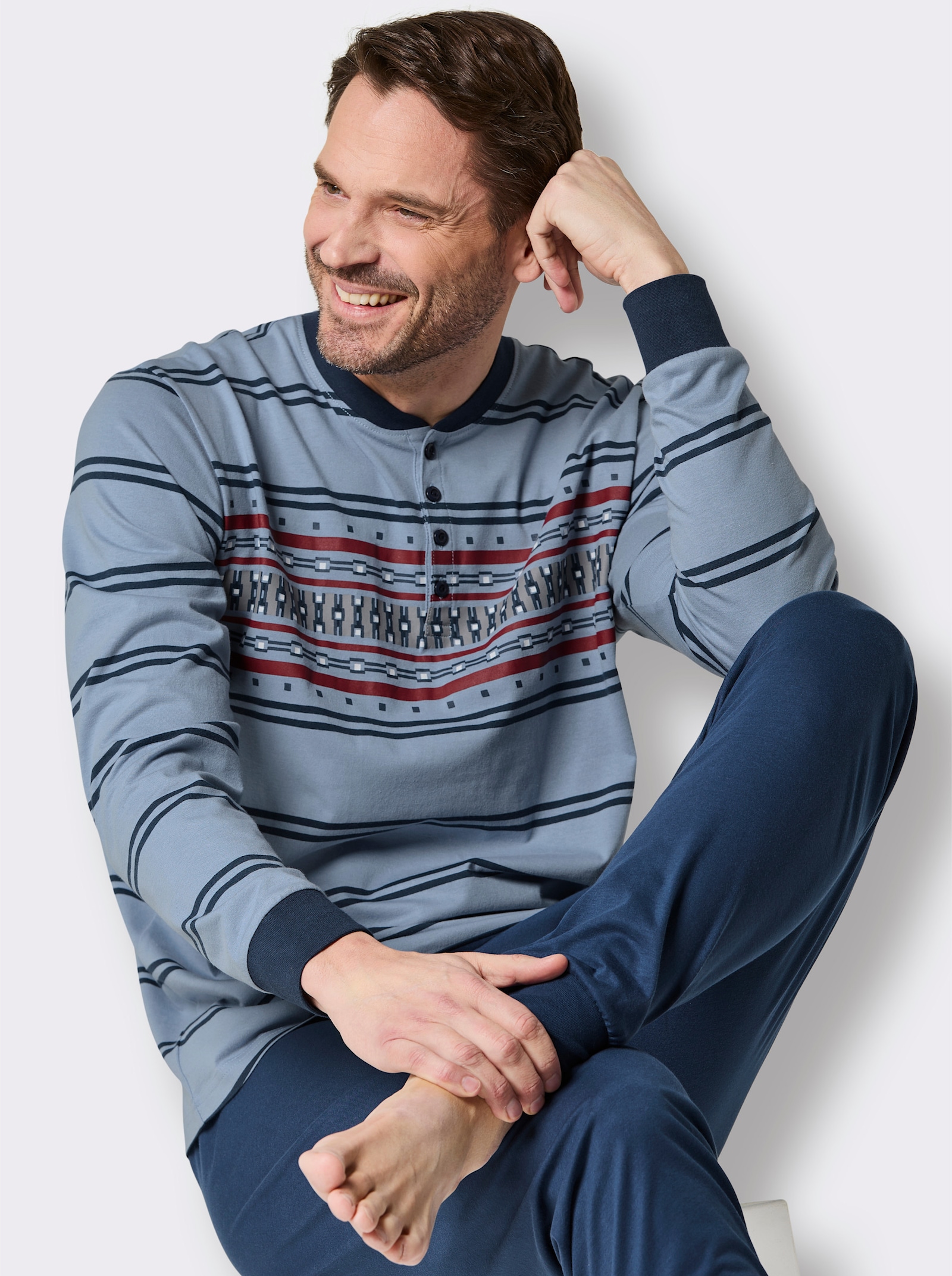 wäschepur men Schlafanzug - bleu-dunkelblau-gestreift