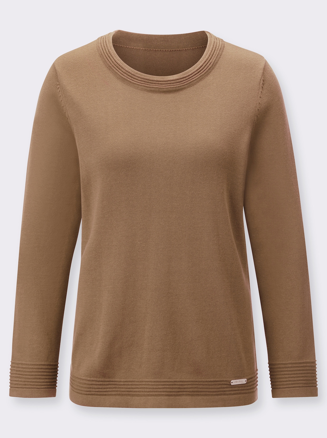 Rundhals-Pullover - camel