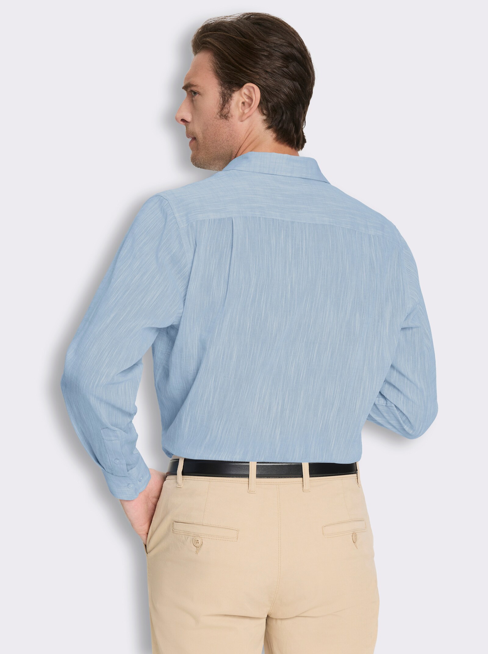 Marco Donati Langarmhemd in Two-tone-Flammgarn - himmelblau