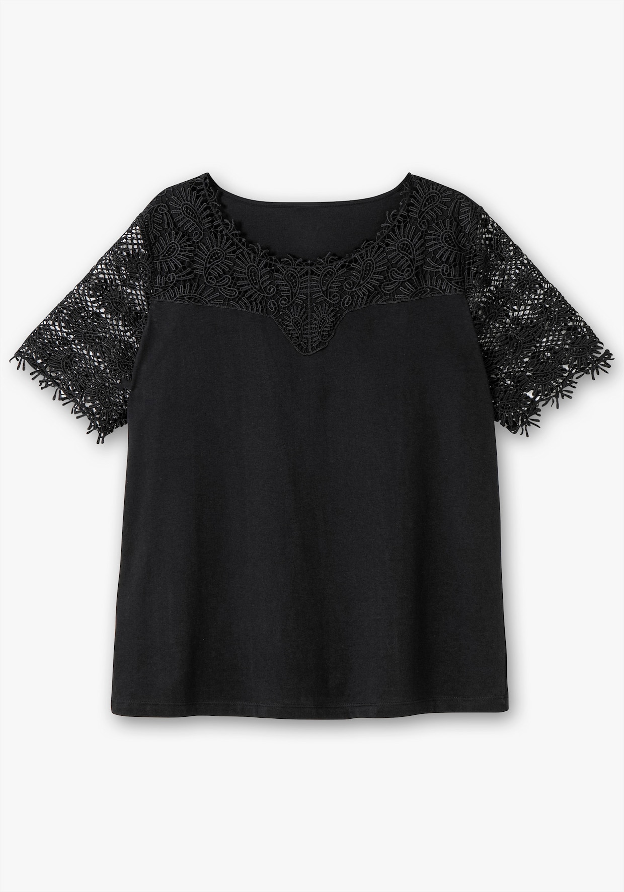 Spitzenshirt - schwarz