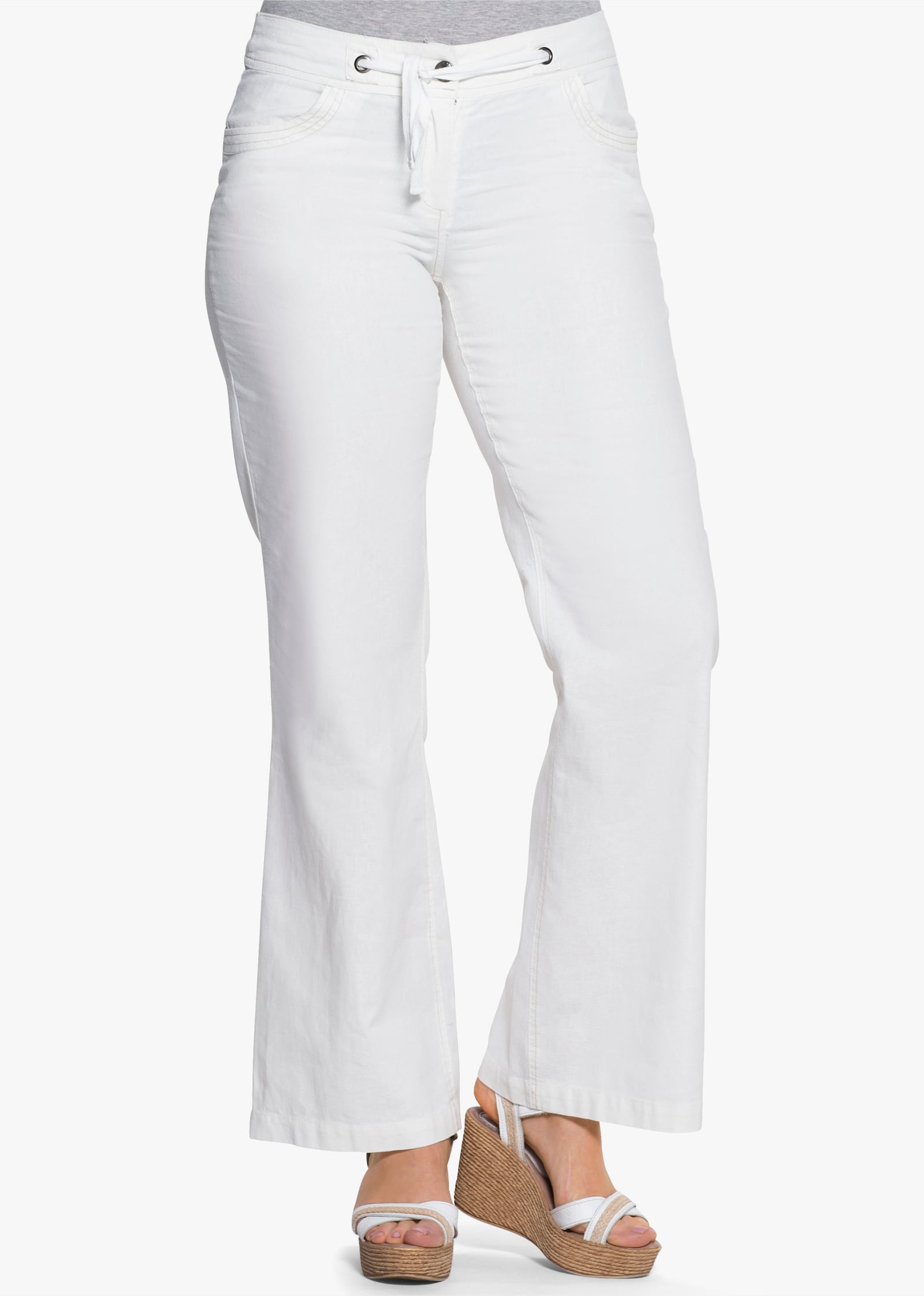 sheego Bootcuthose mit Leinenanteil - weiss