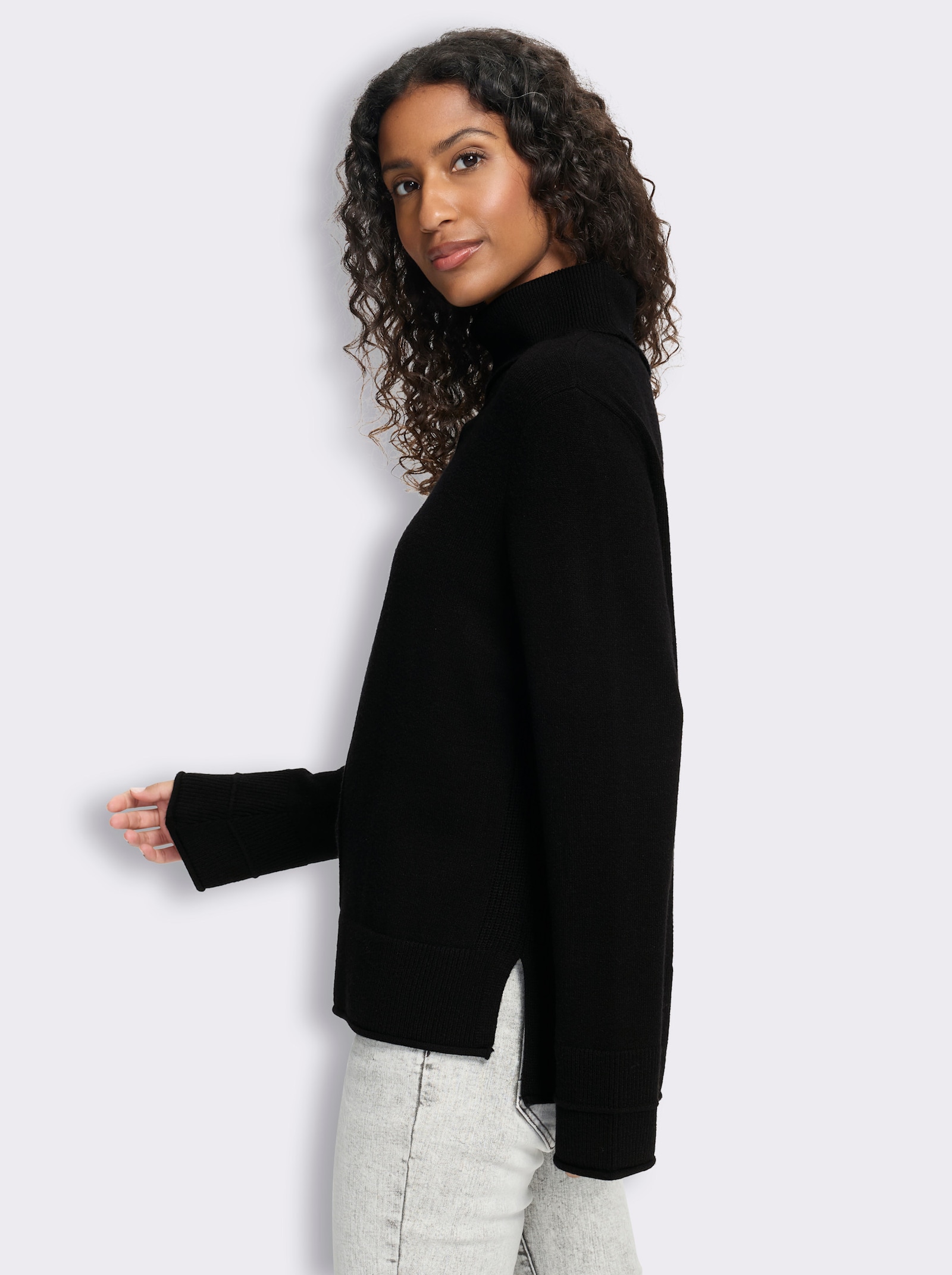 heine Rollkragenpullover mit Trompetenärmel - schwarz