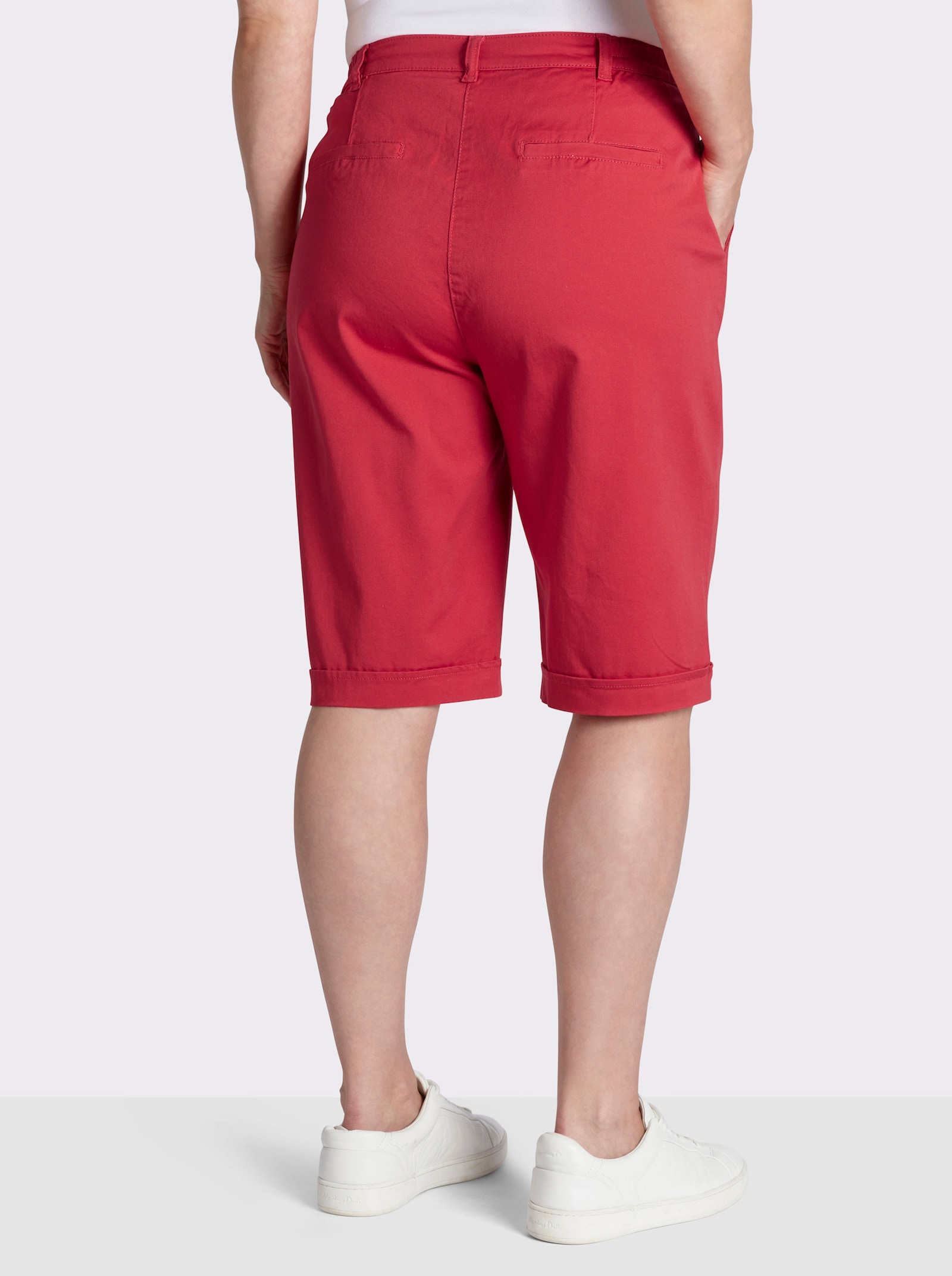 Jeansbermudas mit Dehnbund hinten - rot