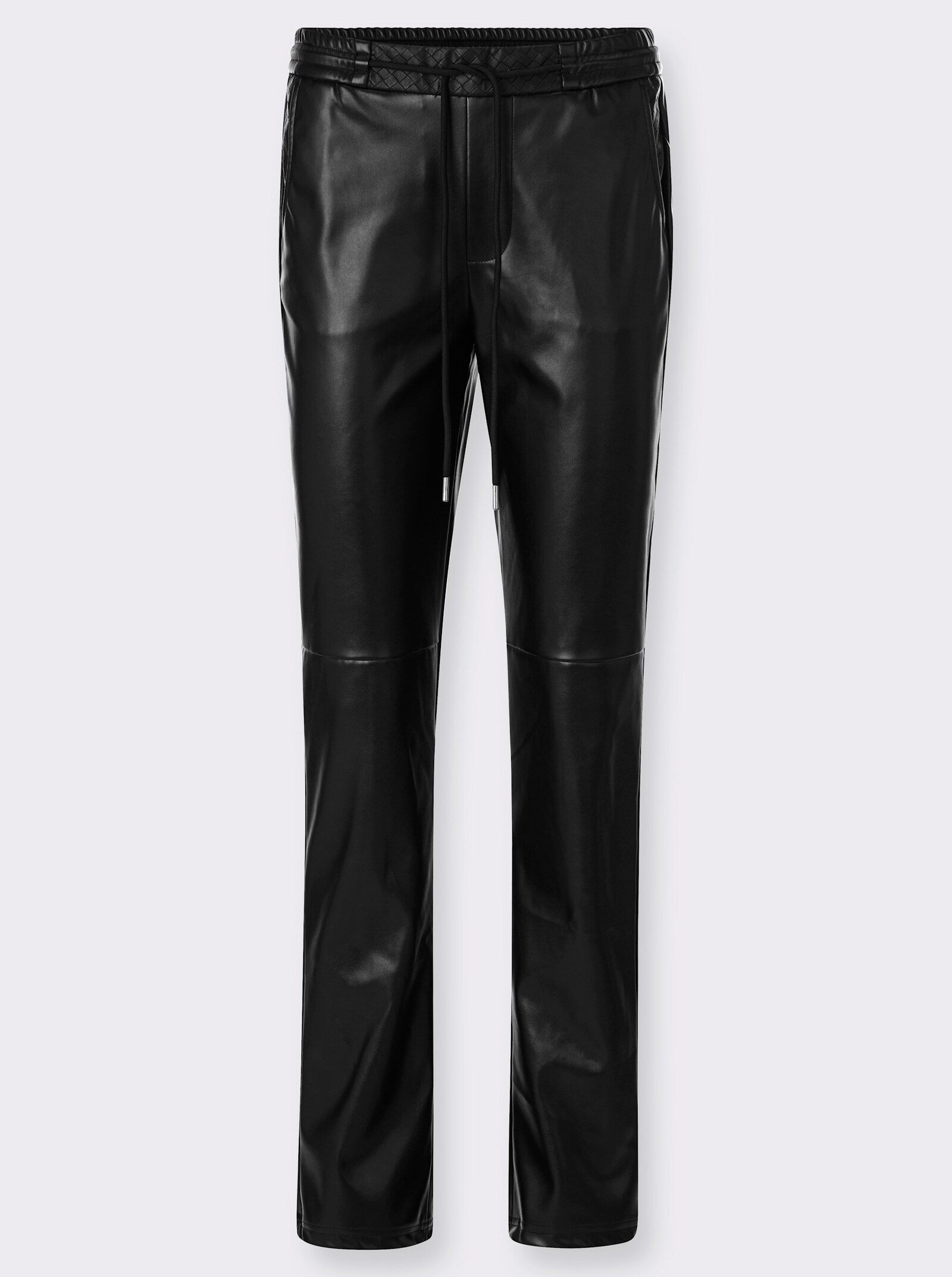 Lederimitathose mit weitenverstellbarem Bund - schwarz