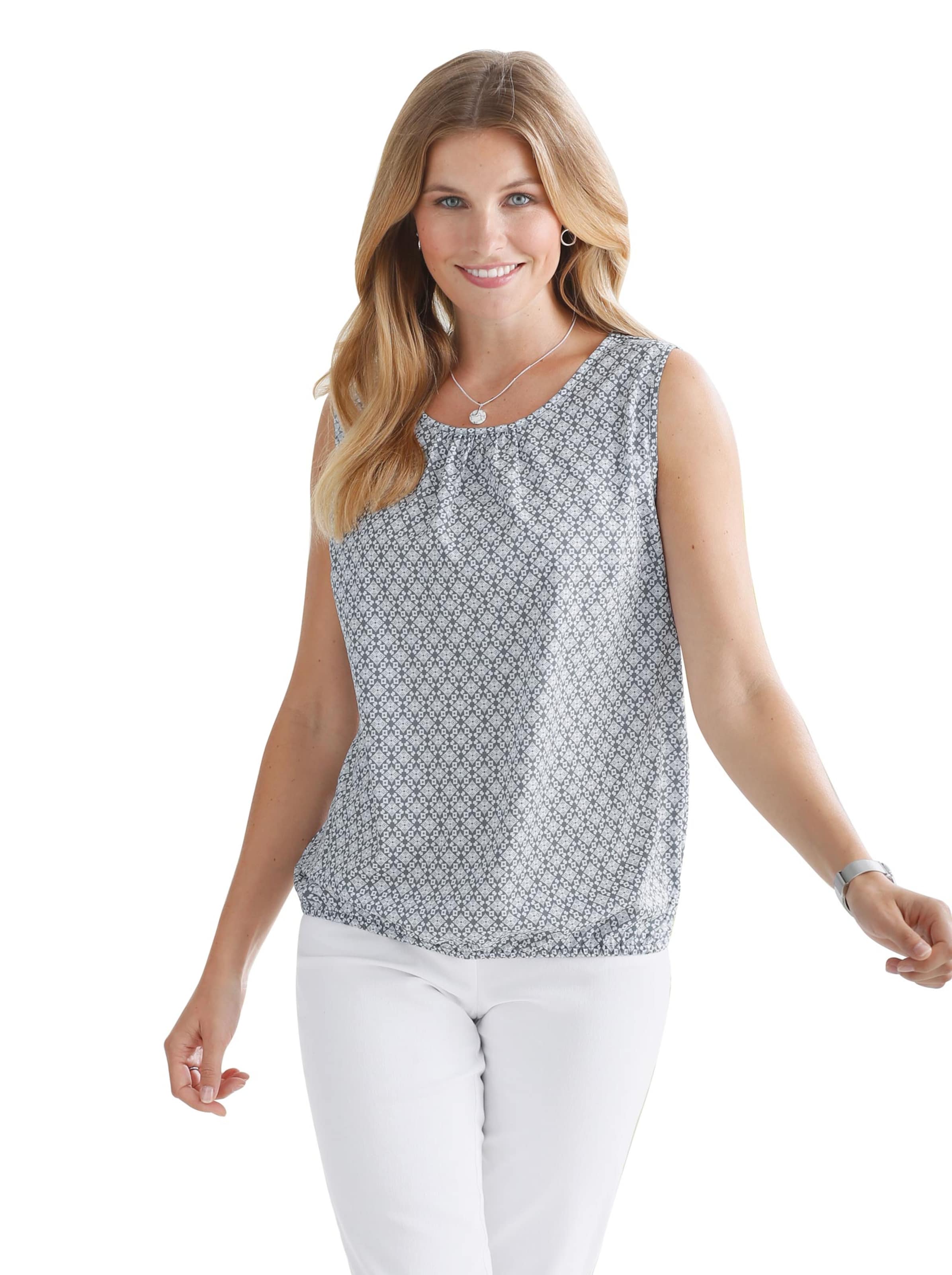 Blusentop - grau-gemustert