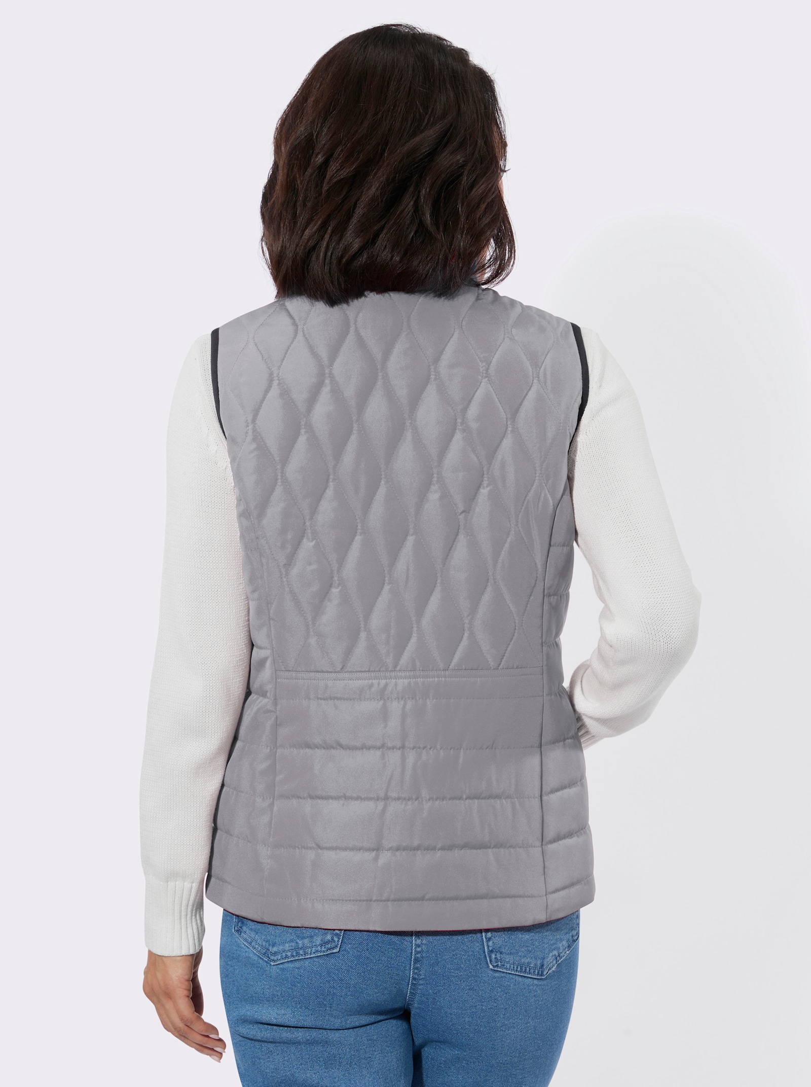 Steppweste in kontrastreicher Verarbeitung - steingrau