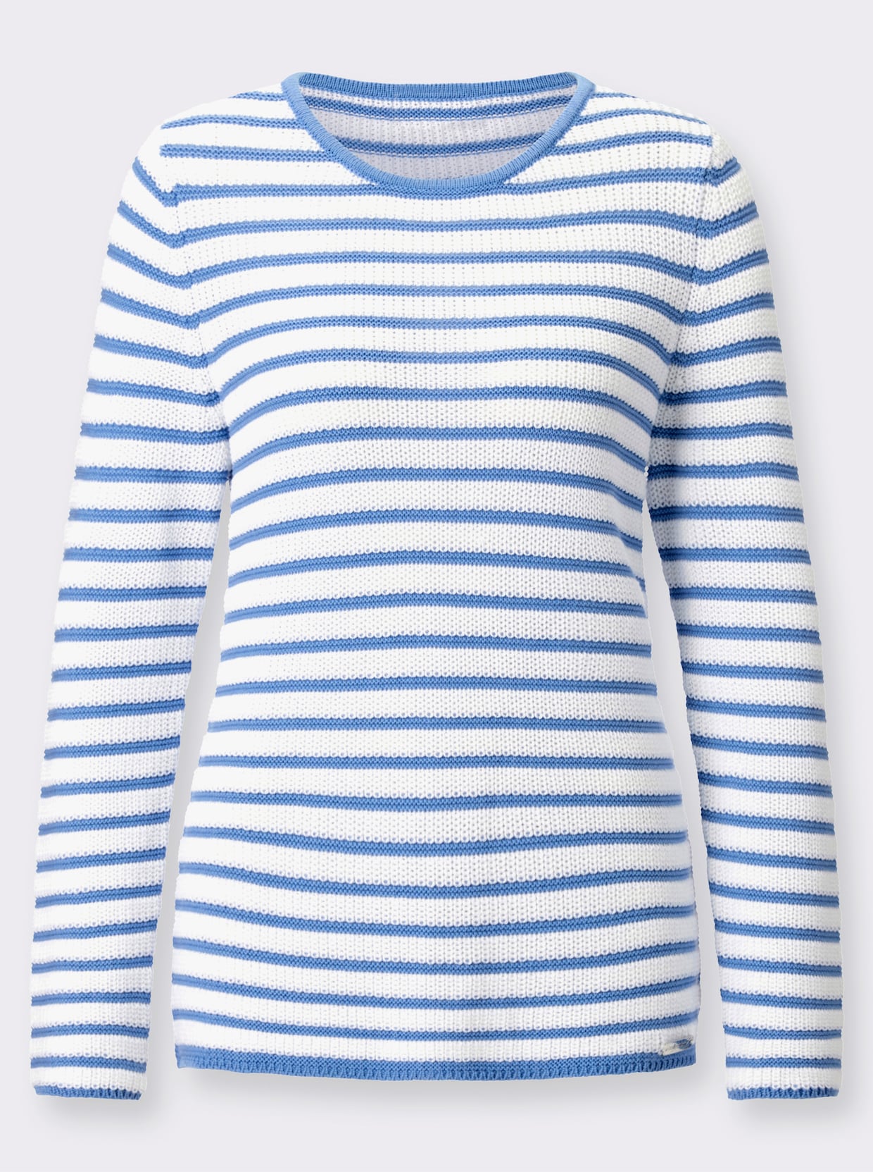 Pullover - himmelblau-weiss-geringelt