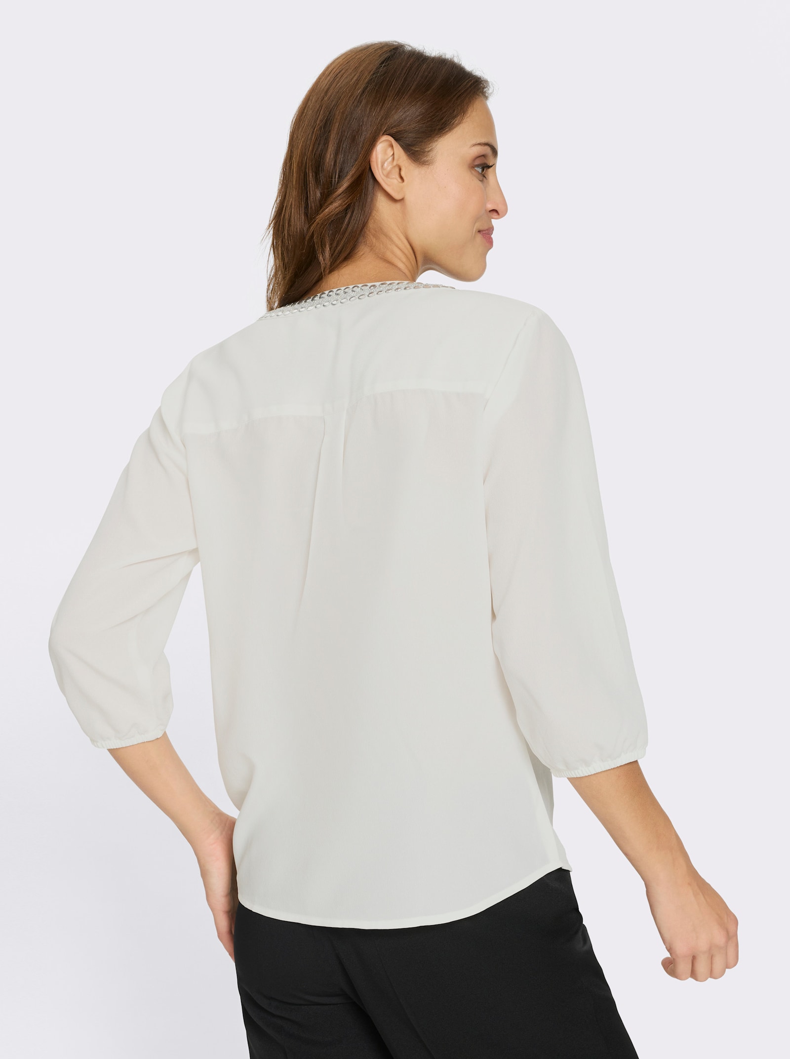 Schlupfbluse mit Falte hinten - weiss