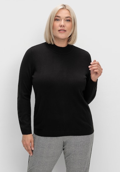 Stehkragenpullover weich wie Kaschmir - schwarz