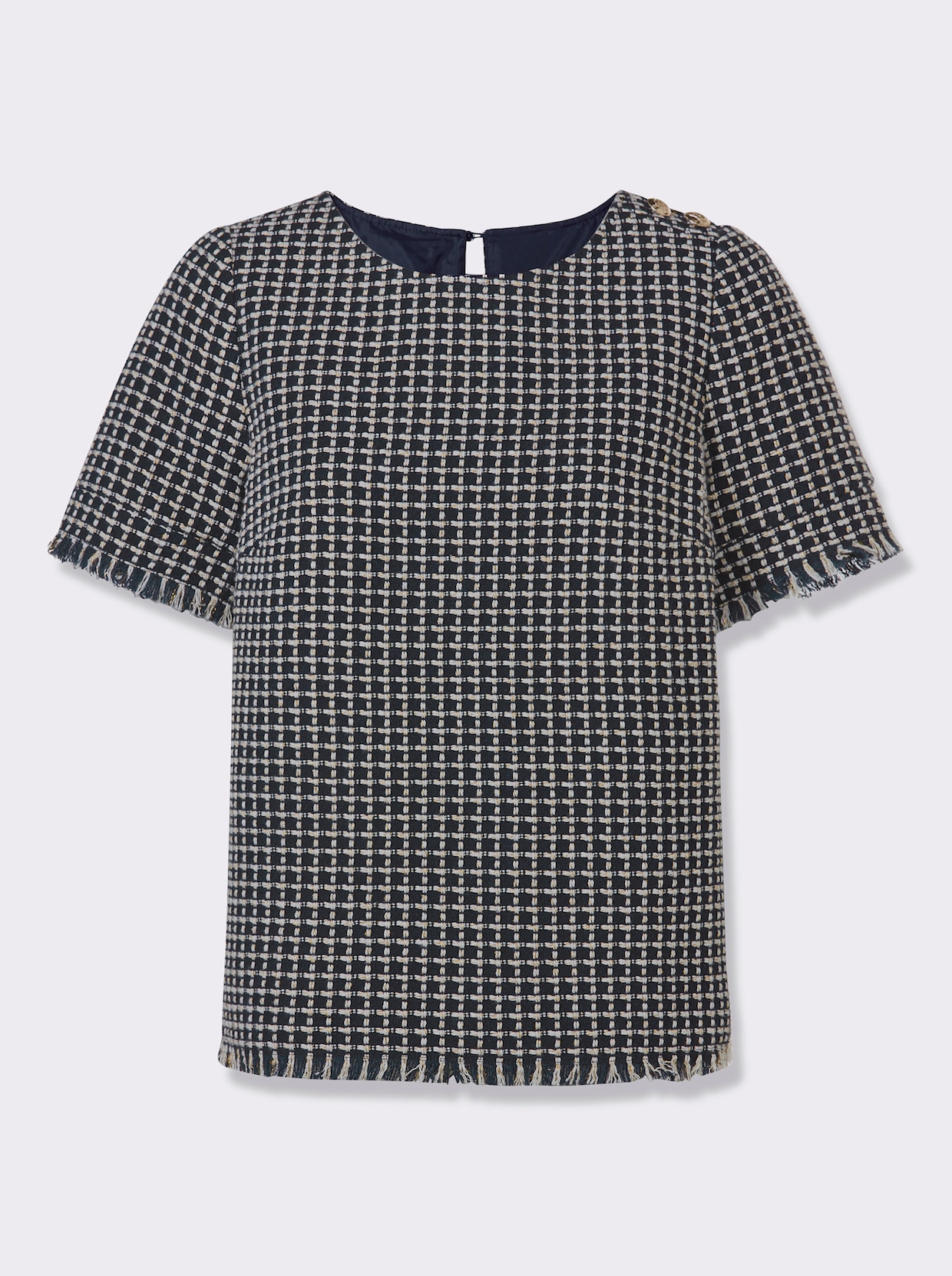 heine Schlupfbluse - marine-ecru-gemustert