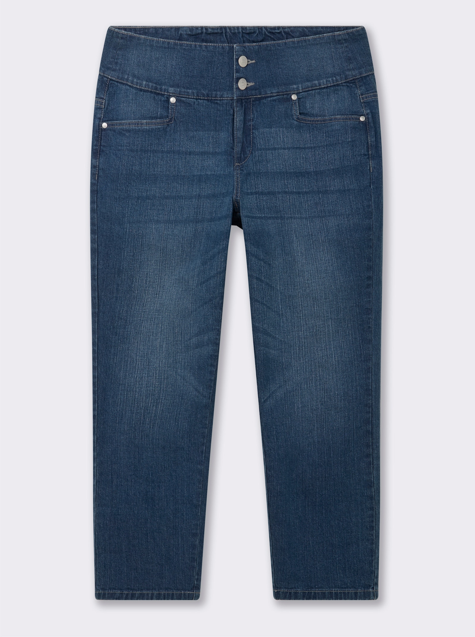 sheego High waist jeans met smalle pijpen - blue-stonewashed
