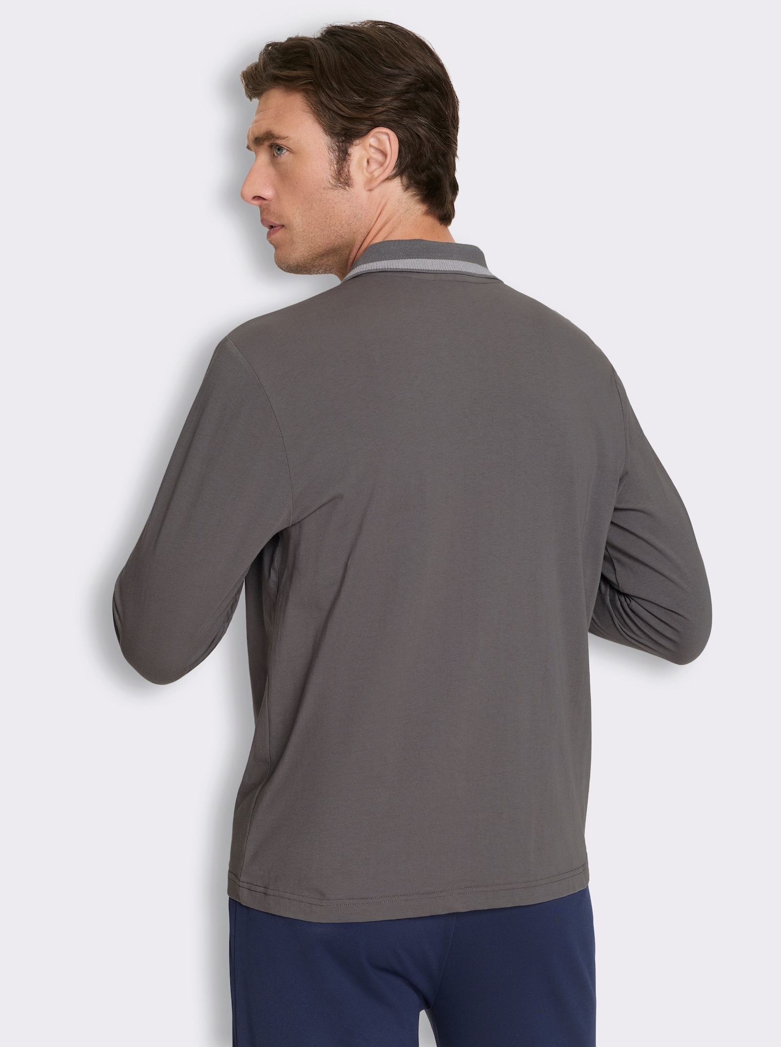 Catamaran Sports Langarm-Poloshirt mit Jacquard-Einsätzen - anthrazit