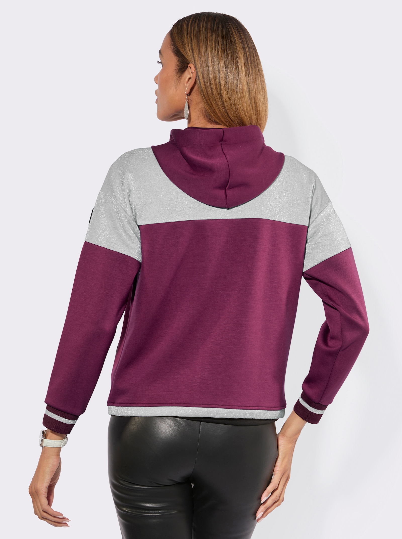 Sweatjacke im softweichen Modal-Mix - malve-silberfarben