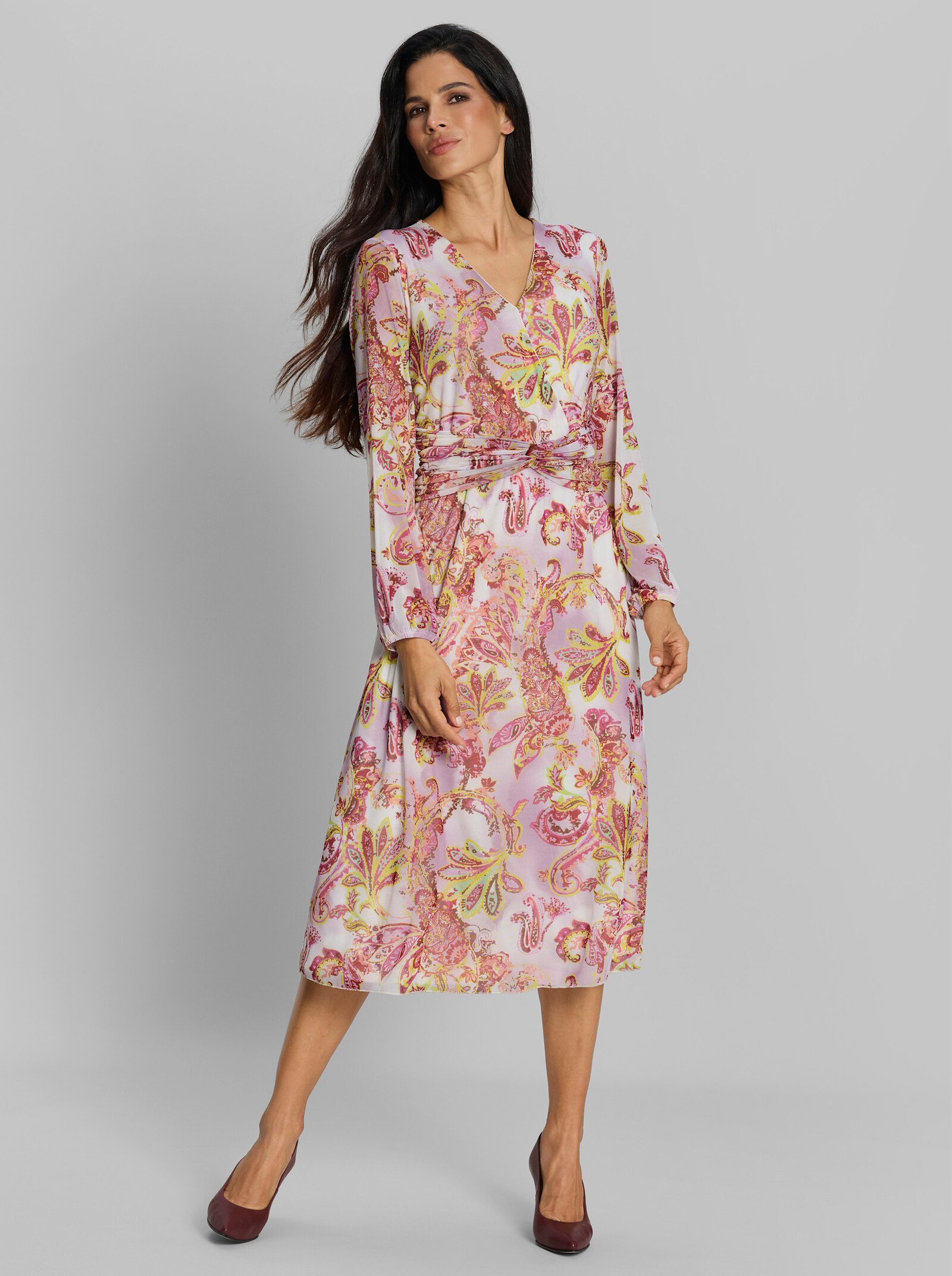 heine Druckkleid mit transparenten Ärmeln - orchidee-ecru-bedruckt