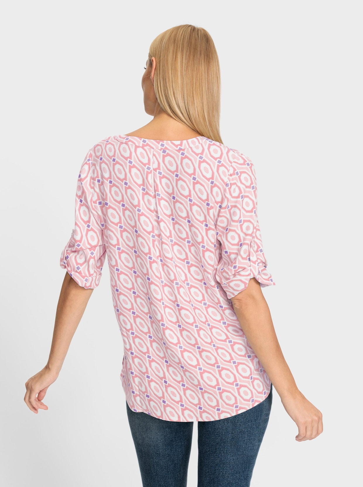 heine Blouse met print - ecru/lichtroze bedrukt