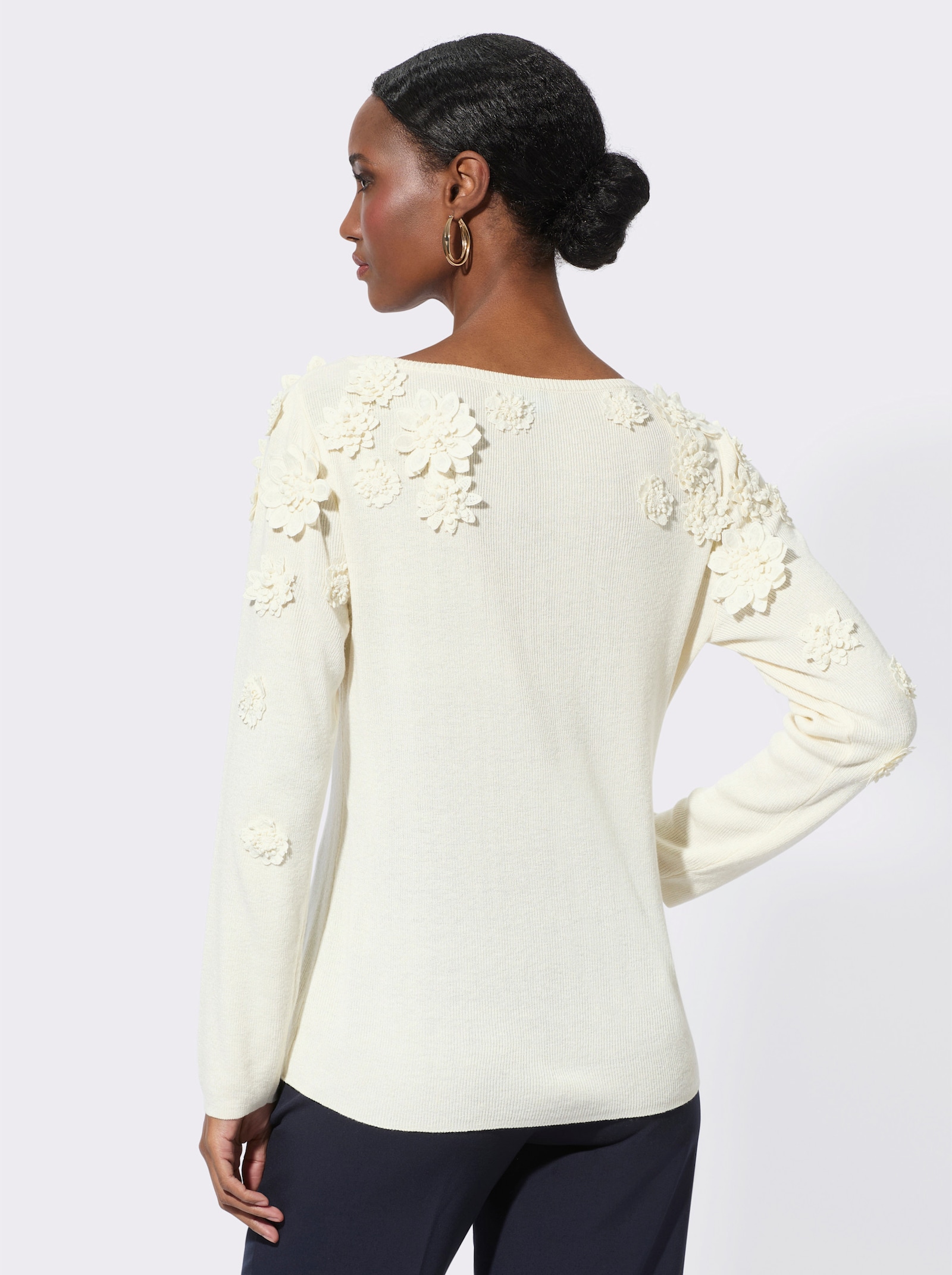 Langarm-Pullover im wärmenden Viskose-Woll-Mix - champagner