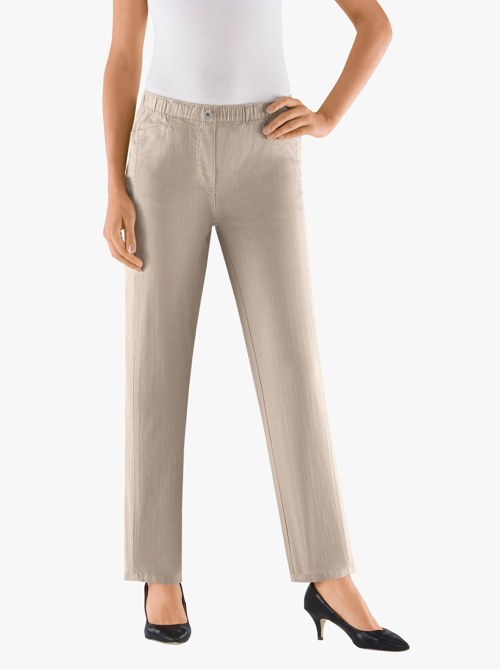 Comfortjeans met comfortband rondom - steengrijs