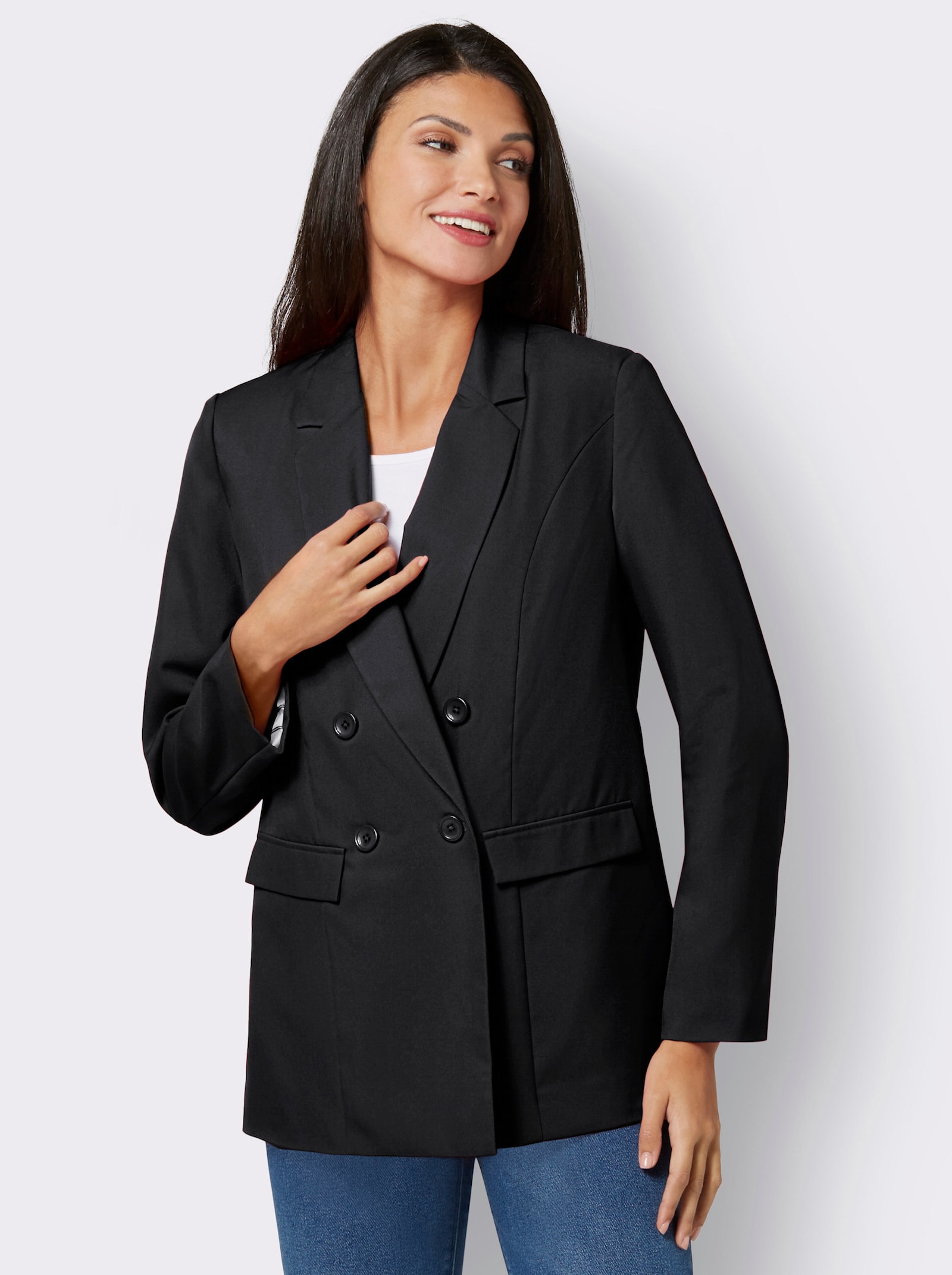 Blazer in Longform - schwarz