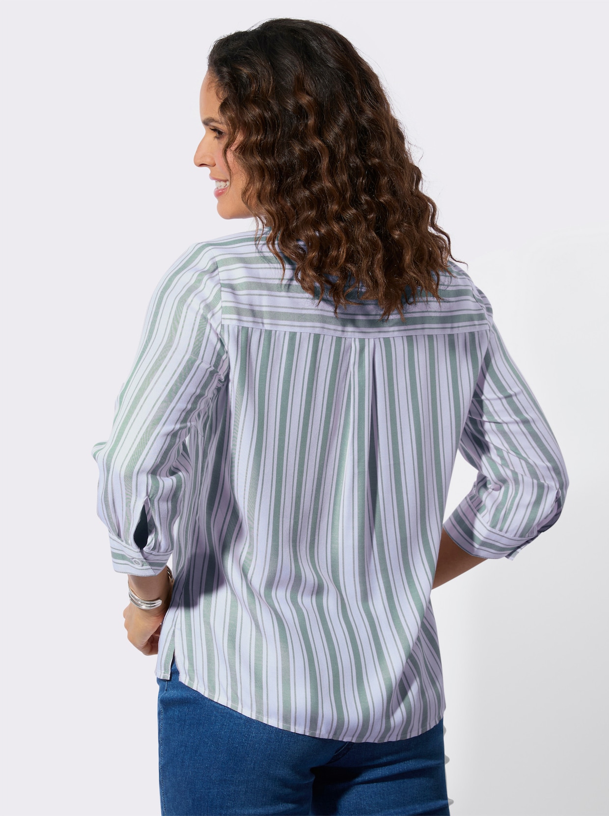 Gestreifte Bluse - kalkmint-weiß-gestreift