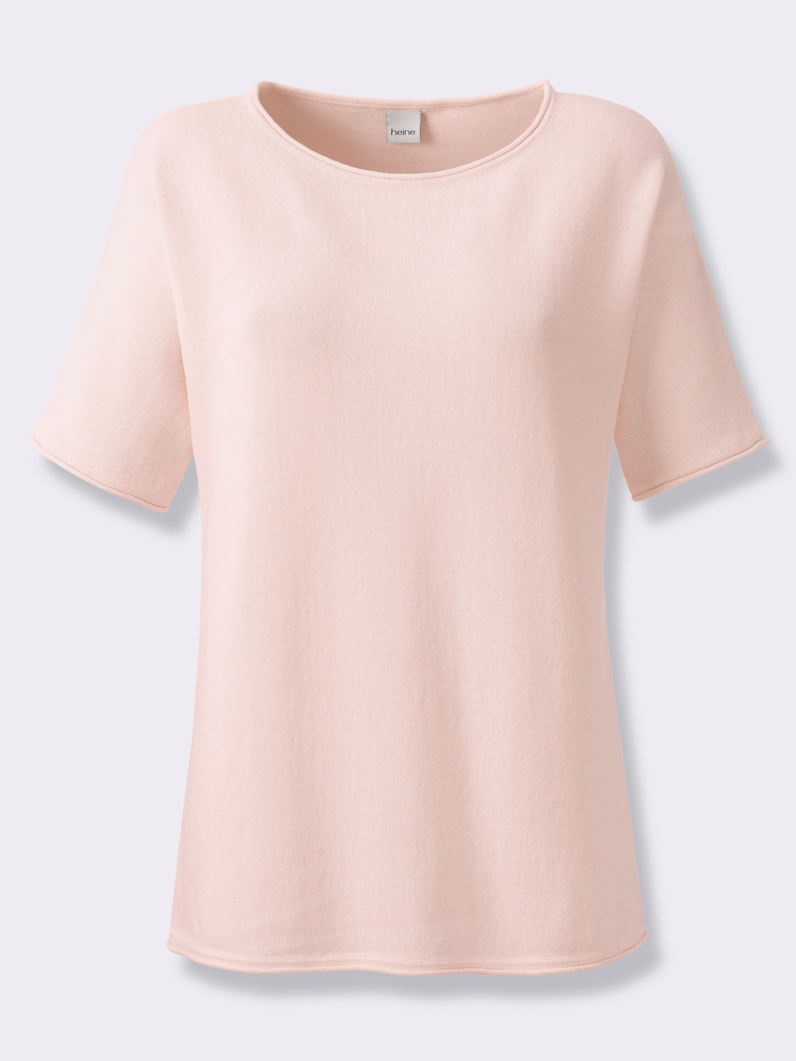 heine Kurzarmpullover mit Rollkanten - hellrosé