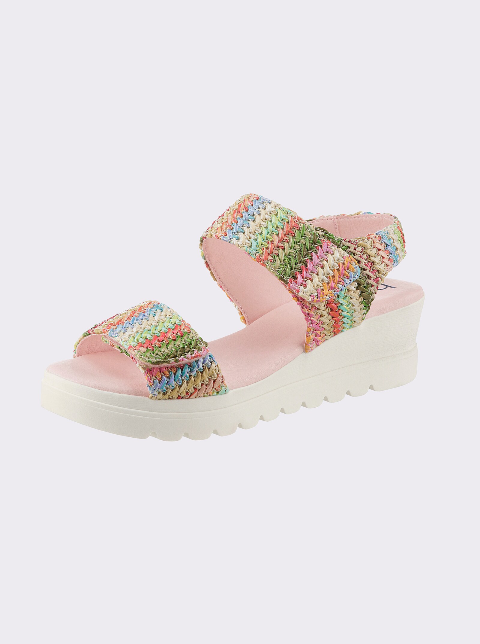 heine Sandaaltjes met sleehak - roze/bont