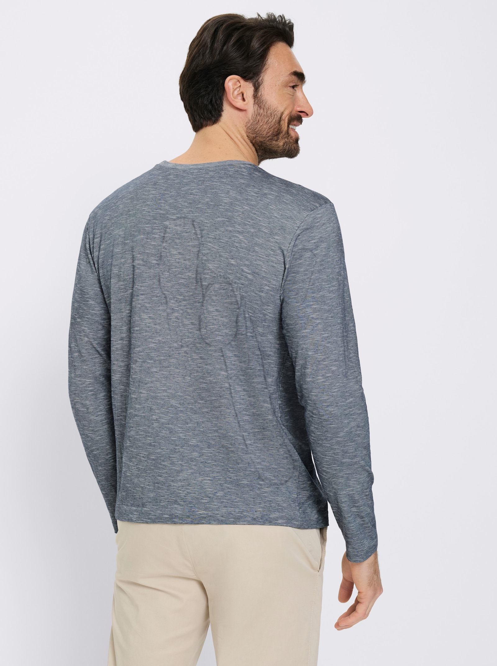 Catamaran Langarmshirt in Melange-Optik - dunkelblau-meliert