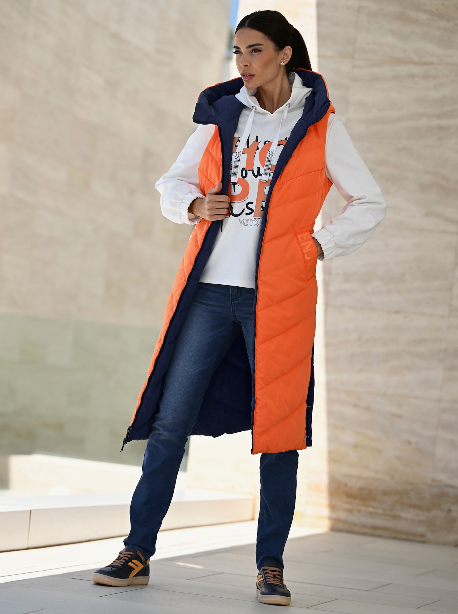 heine Gilet réversible avec fentes latérales - marine-orange