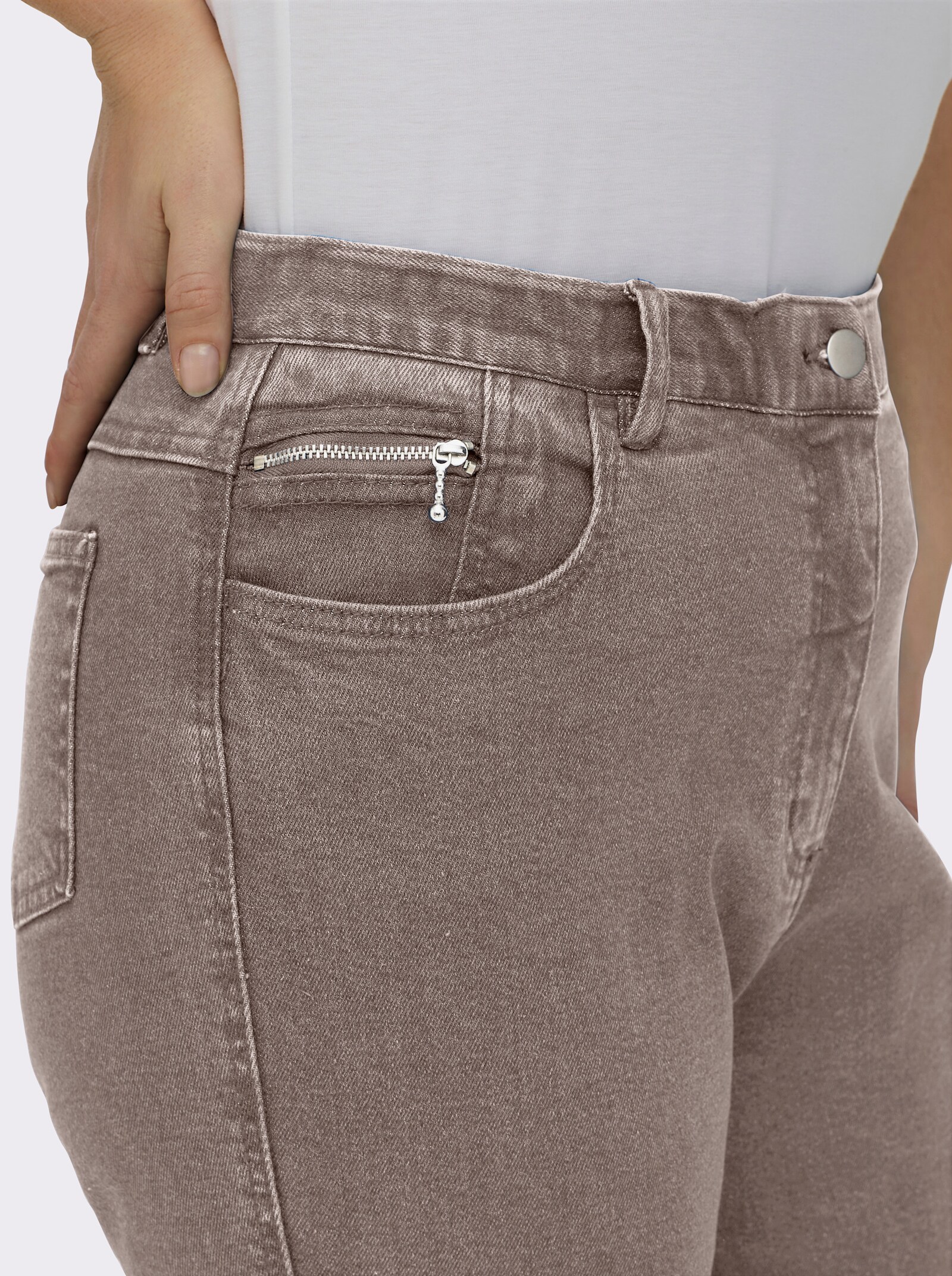 5-Pocket-Jeans gerade geschnitten - taupe