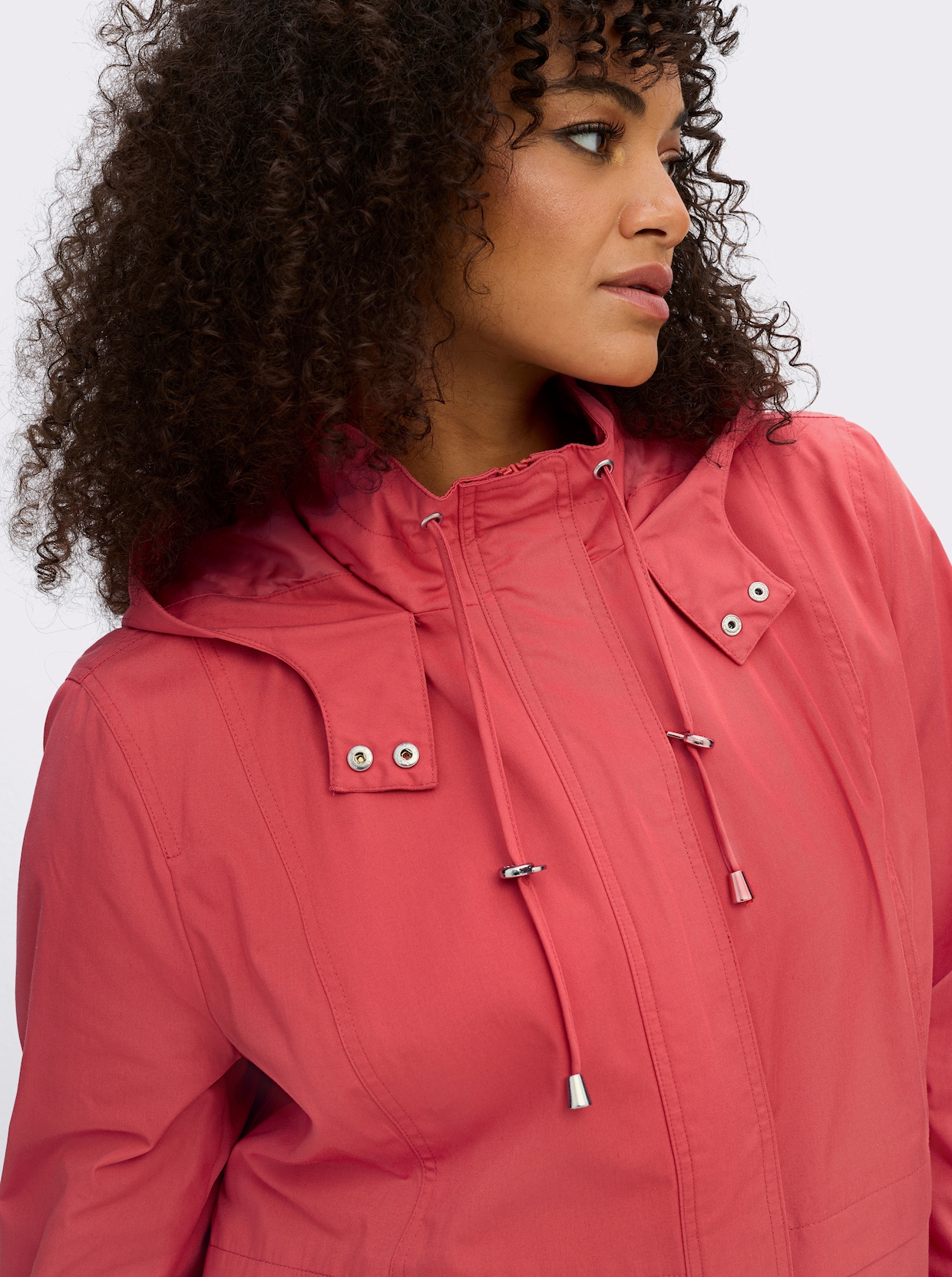 Kapuzenjacke mit Stehkragen - grapefruit