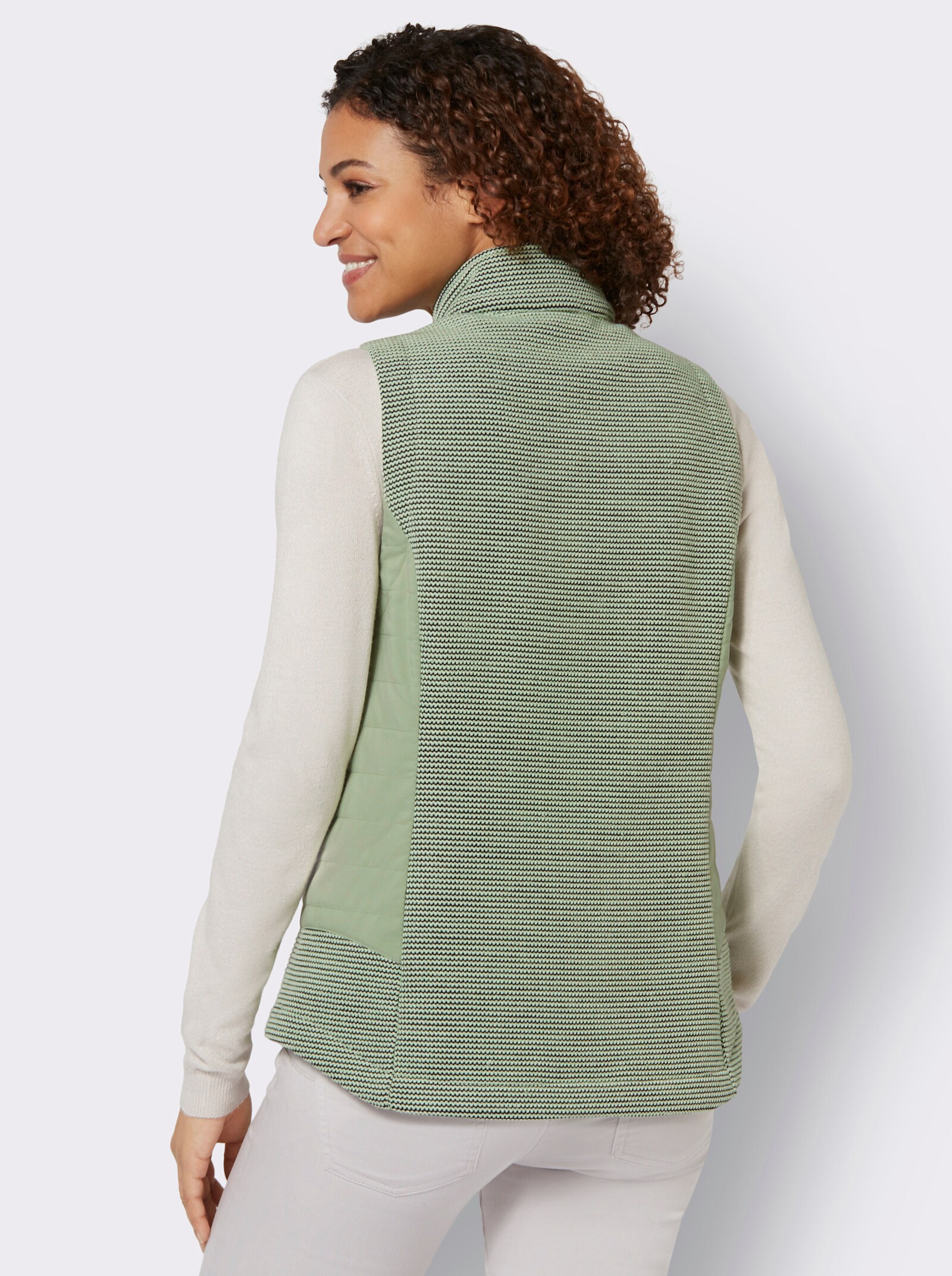 Gilet met sierstuds - eucalyptus