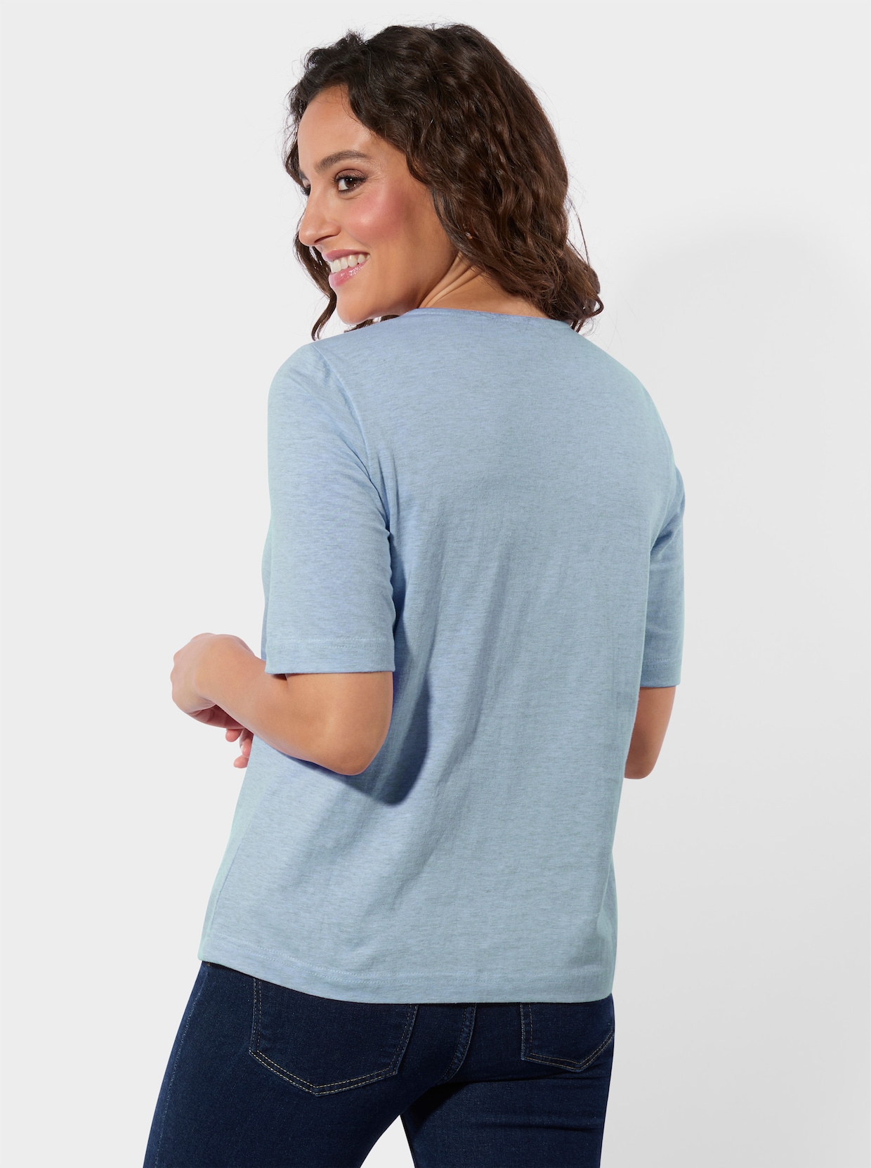 V-Shirt - hellblau-meliert