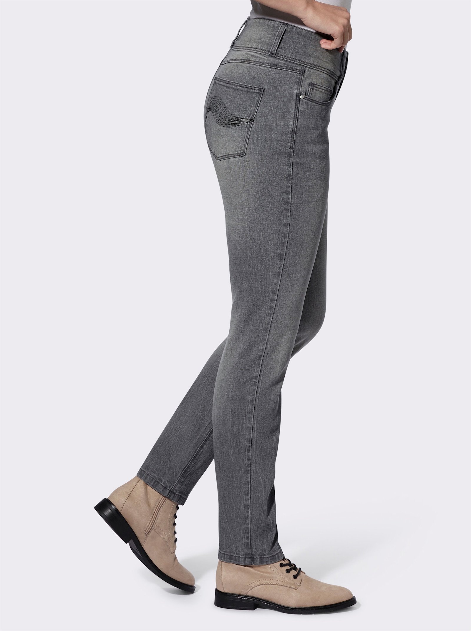 5-pocketjeans met hoge band - stone-grey-denim