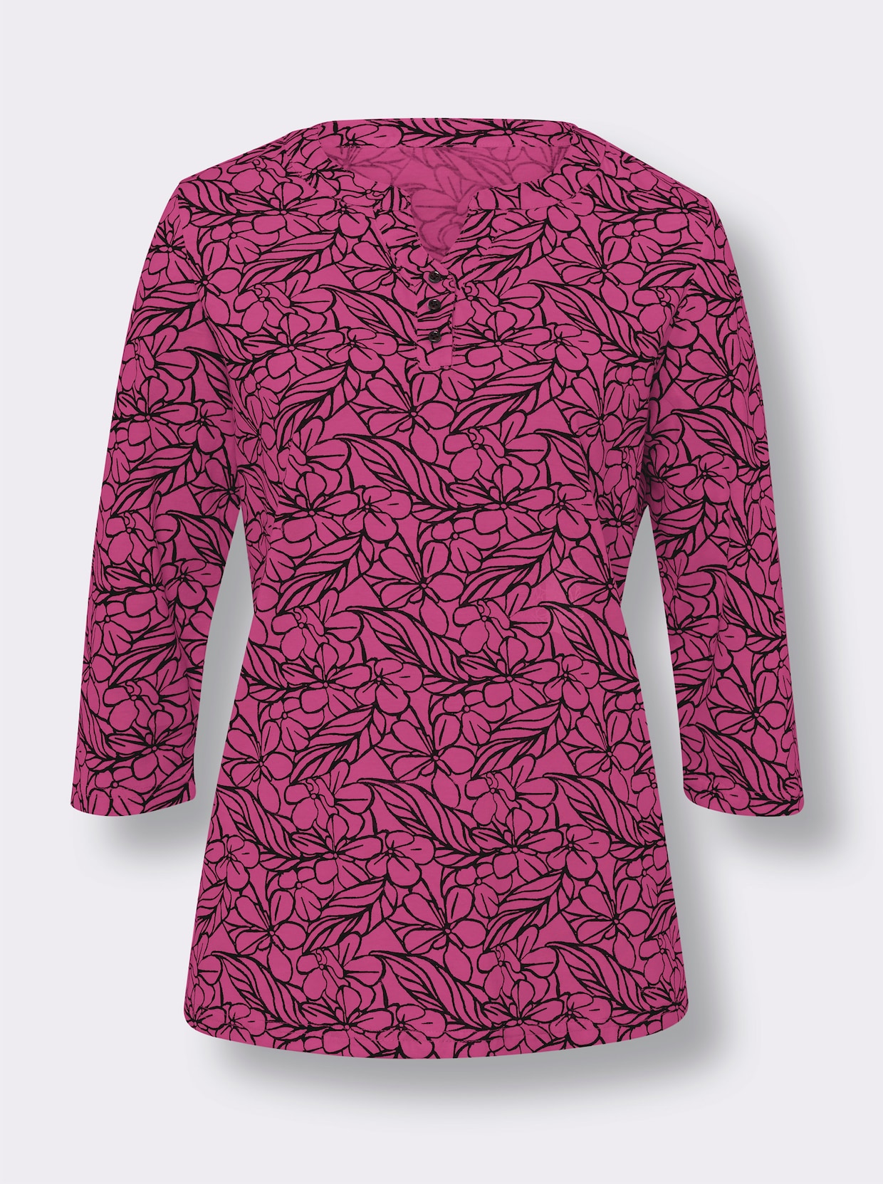 Shirt met 3/4-mouw - magenta/zwart bedrukt