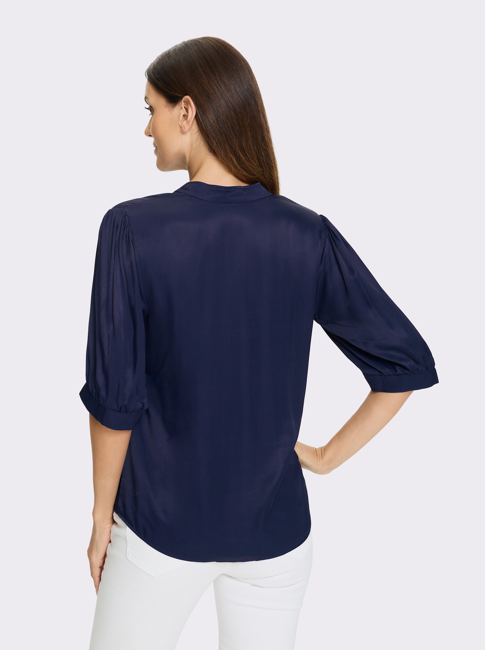 heine Kurzarm-Bluse - marine