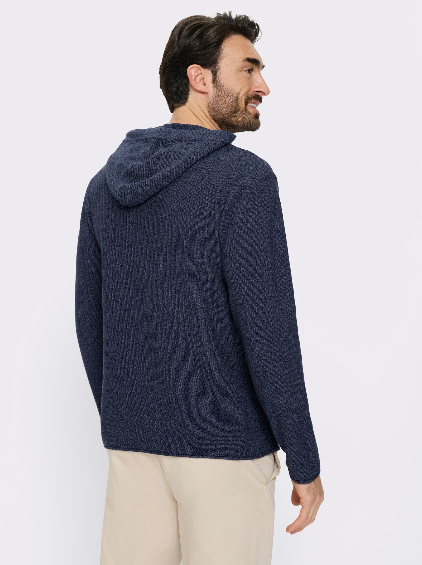 Catamaran Kapuzenpullover mit Struktur-Strickmuster - rauchblau-meliert