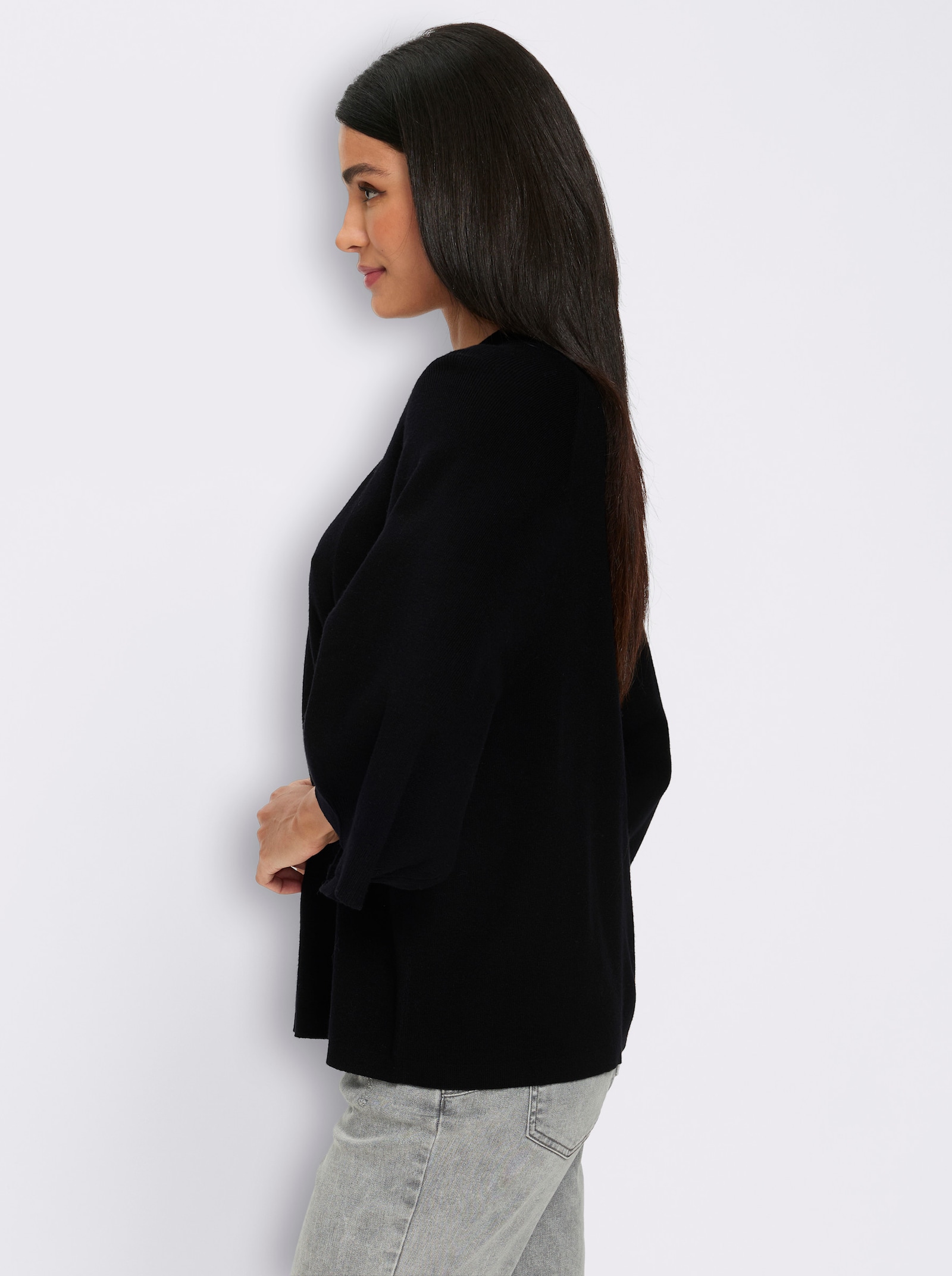 heine 3/4 Arm-Pullover mit Stehkragen - schwarz