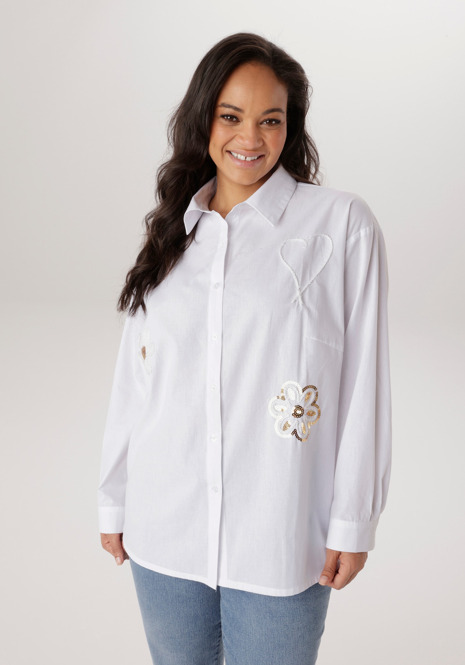 Aniston PLUS Hemdbluse - weiß