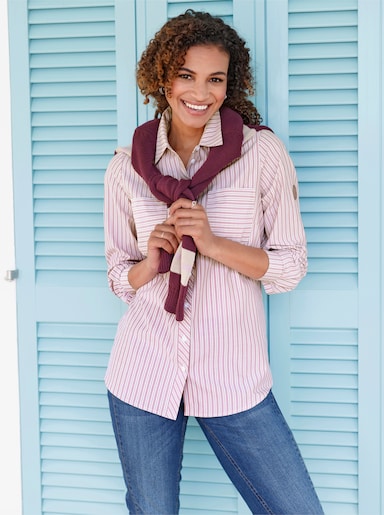 Gestreifte Bluse - mauve-weiß-gestreift