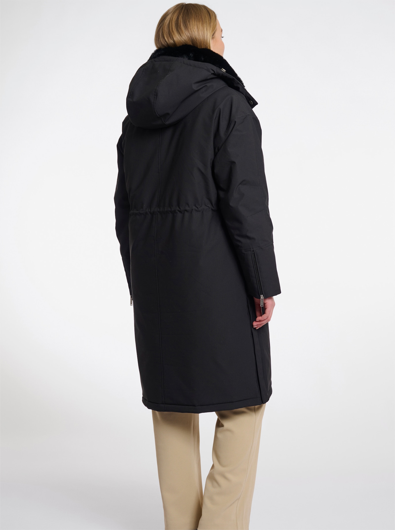 Rino & Pelle Wintermantel mit Seitenschlitzen - schwarz