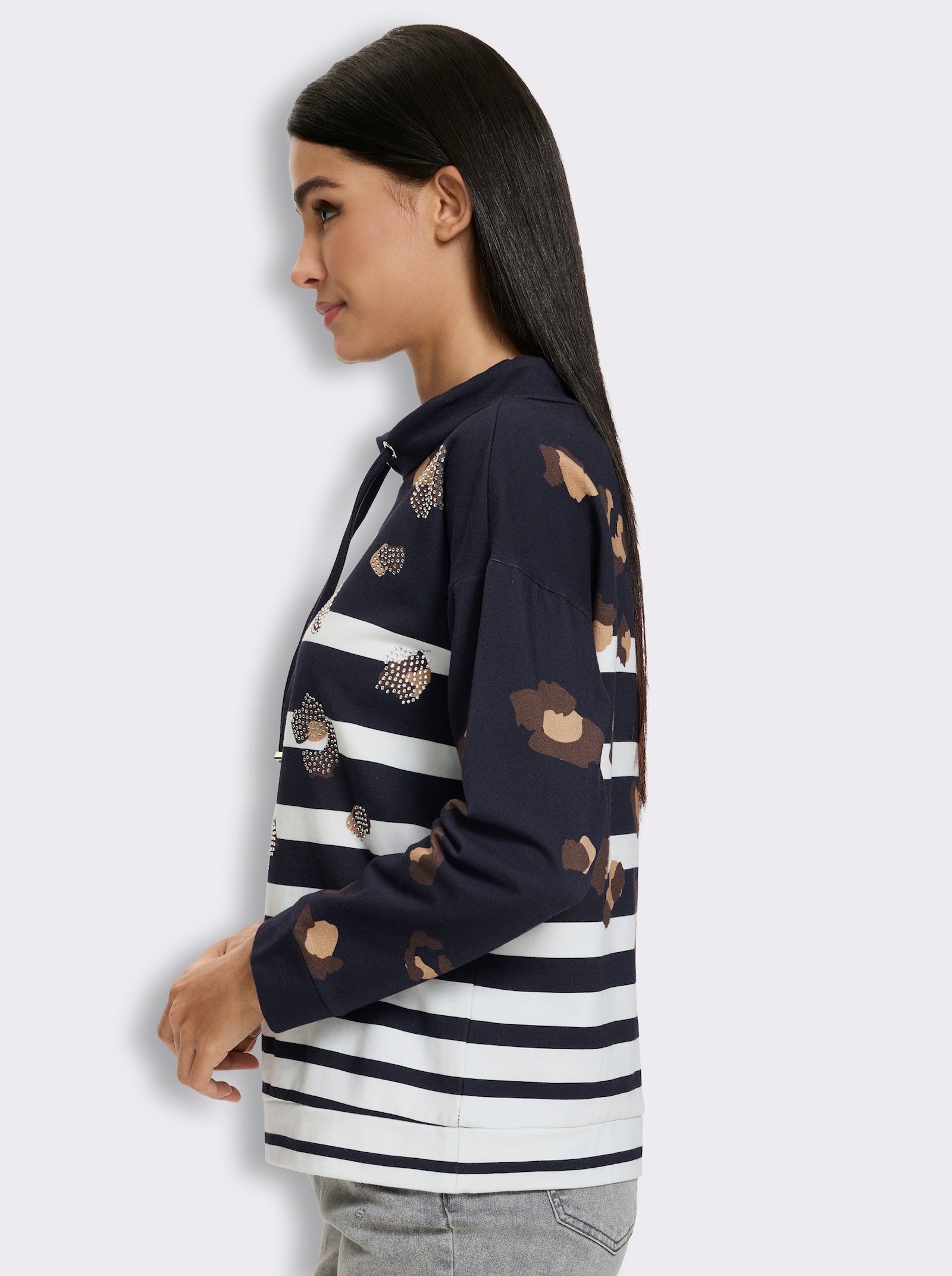 heine Sweatshirt mit Animal-Print - marine-ecru-bedruckt