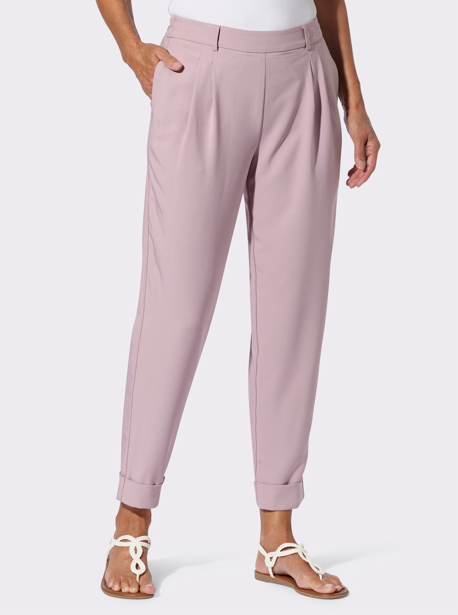 Bundfaltenhose mit fixiertem Saum - mauve
