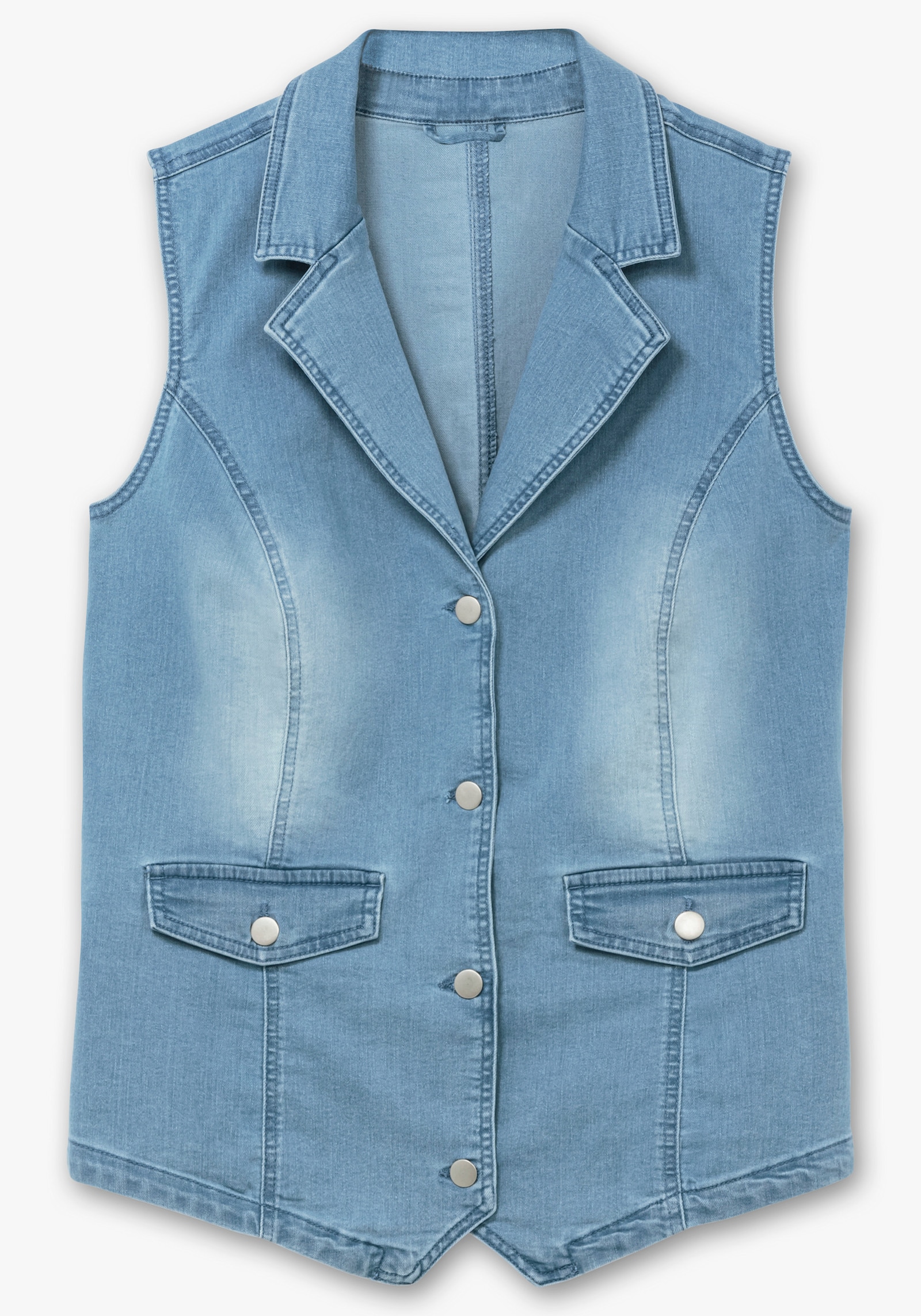 Jeansweste mit Reverskragen - blue-bleached
